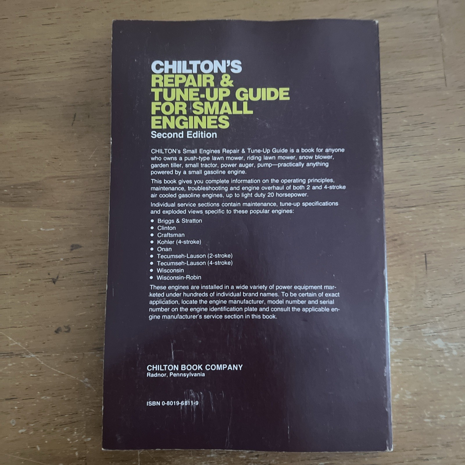 Chilton s Repair and Tune-Up Guide for Small Engines.