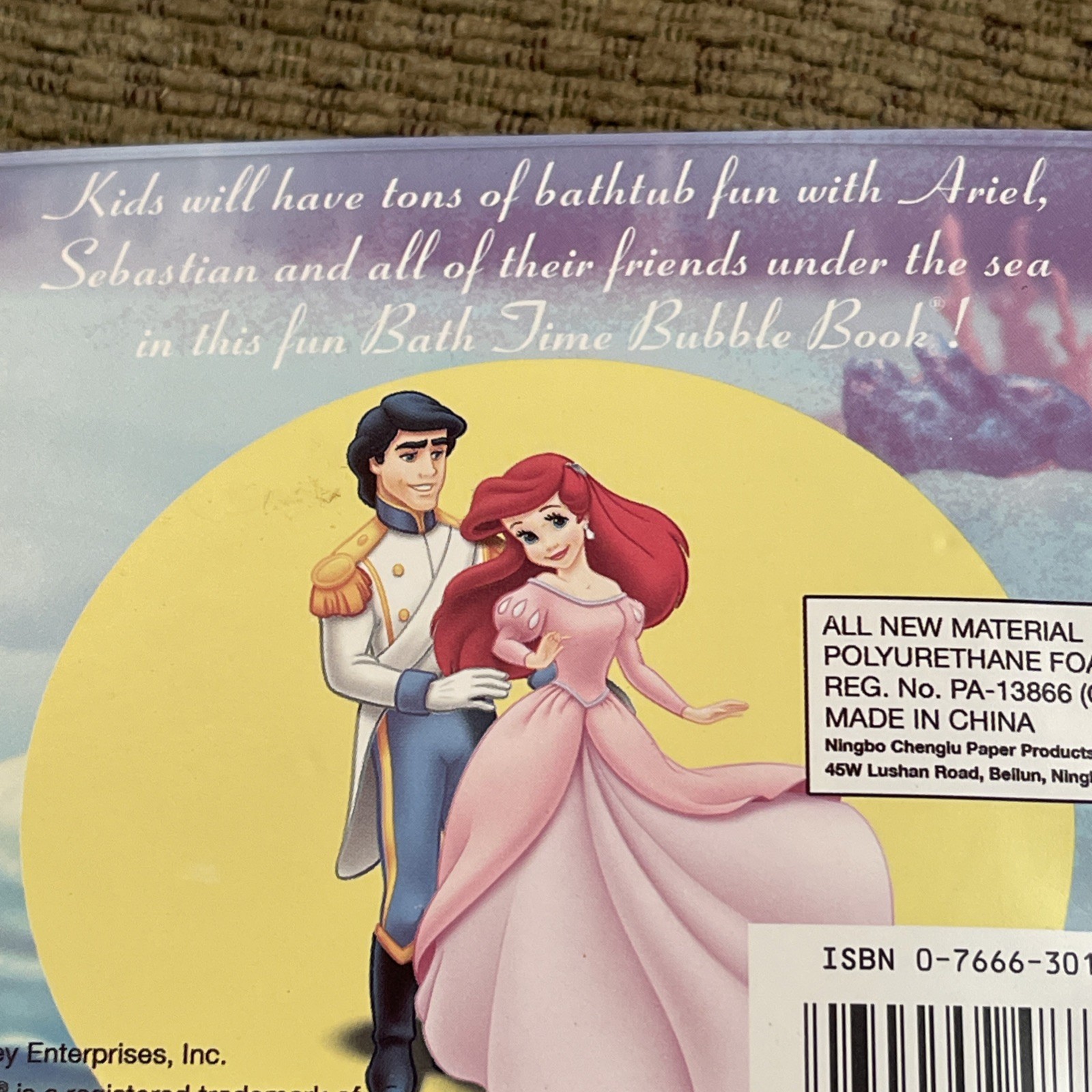Disney Little Mermaid Ariel Bath Toy Time Bubble Book Ariel’s World Kids 2008