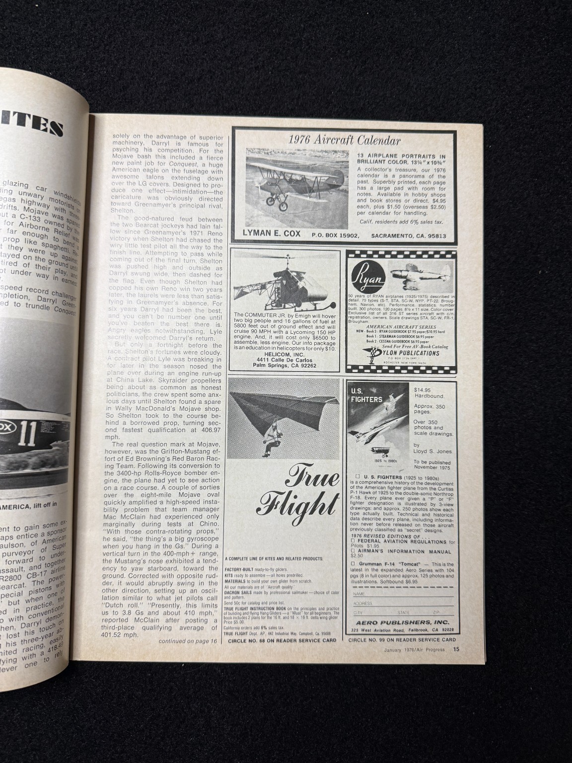 Air Progress January 1976 Aviation Magazine Fighter Planes Grumman American