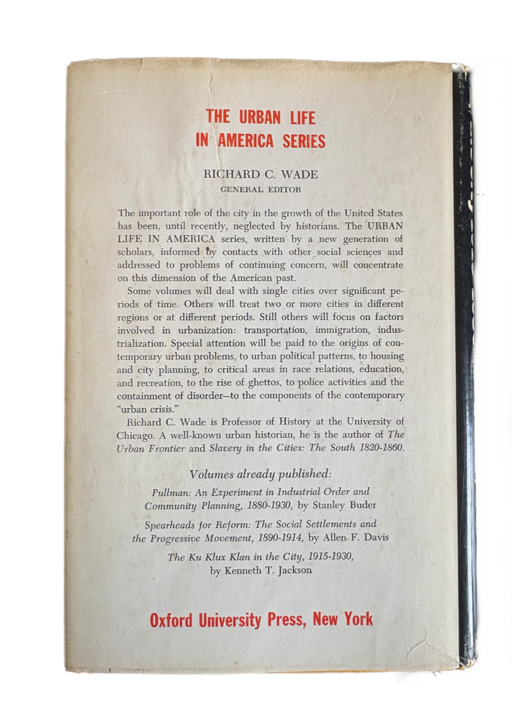 Kenneth T. Jackson/The Ku Klux Klan in the City 1915-1930 (1967) 1st Ed. HC