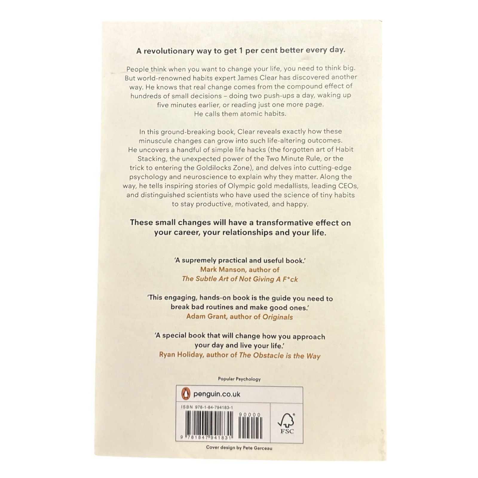 Atomic Habits James Clear Paperback Self Help Personal Growth Habit Guide Book