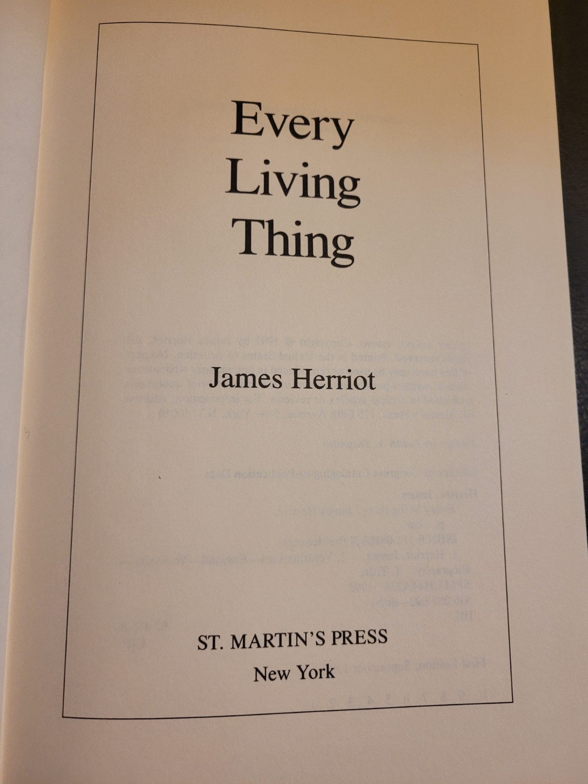 Vtg 1992 „Every Living Thing“ Book By James Herriot. Hardcover. First Edition.