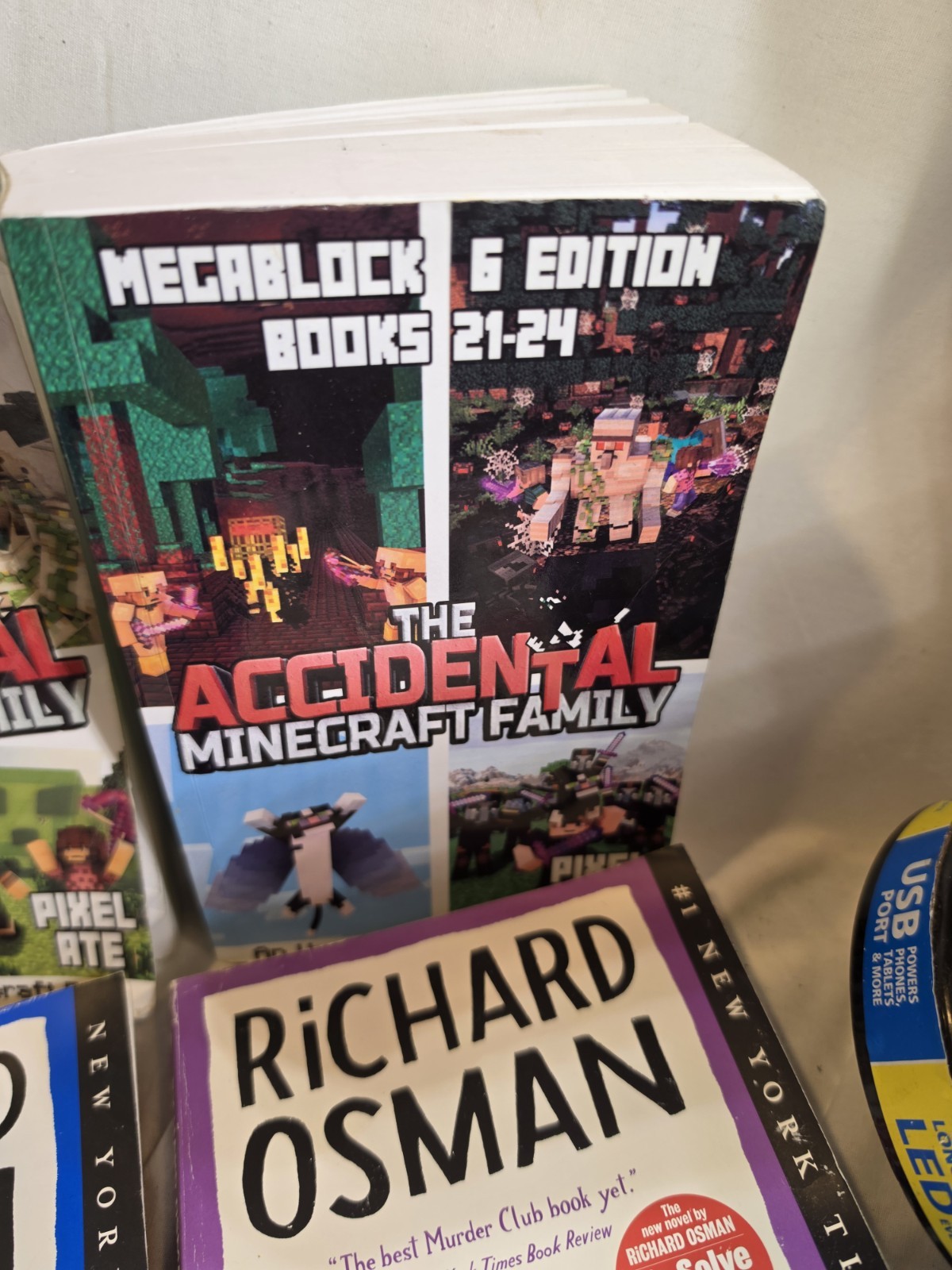 4 Book Lot: Accidental Minecraft Family MegaBlock 2 & 6 + Richard Osman Thursday
