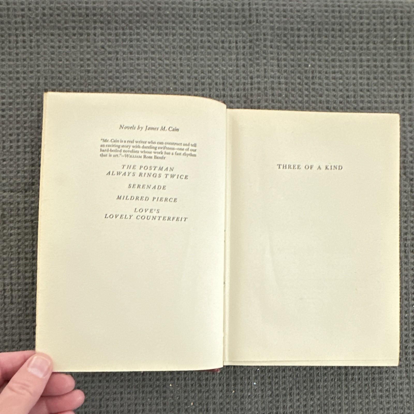 Three of a Kind by James M. Cain HC, Alfred A. Knopf, 1945, Leather Bound