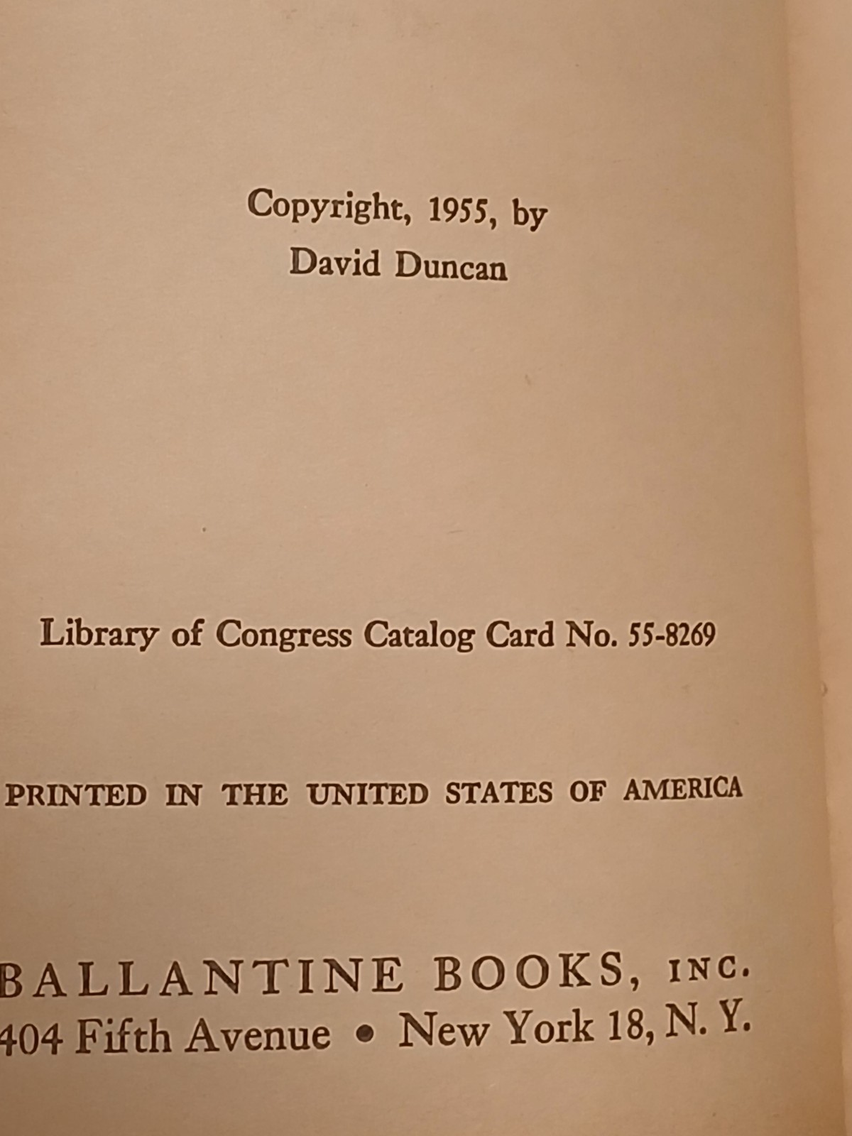 Beyond Eden by David Duncan, Ballantine Books 1st Edition Paperback, 1955 Powers