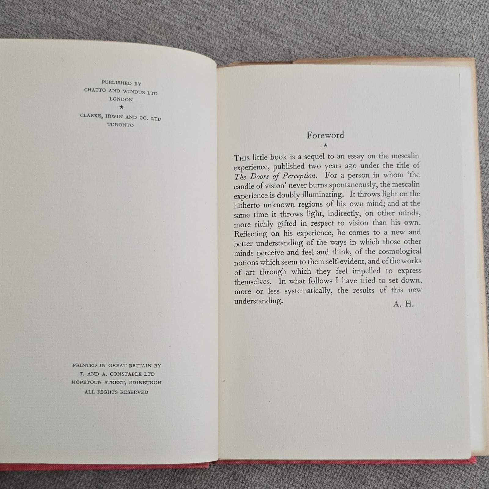Aldous Huxley Heaven & Hell Hardcover 1956 Chatto & Windus Dust Jacket