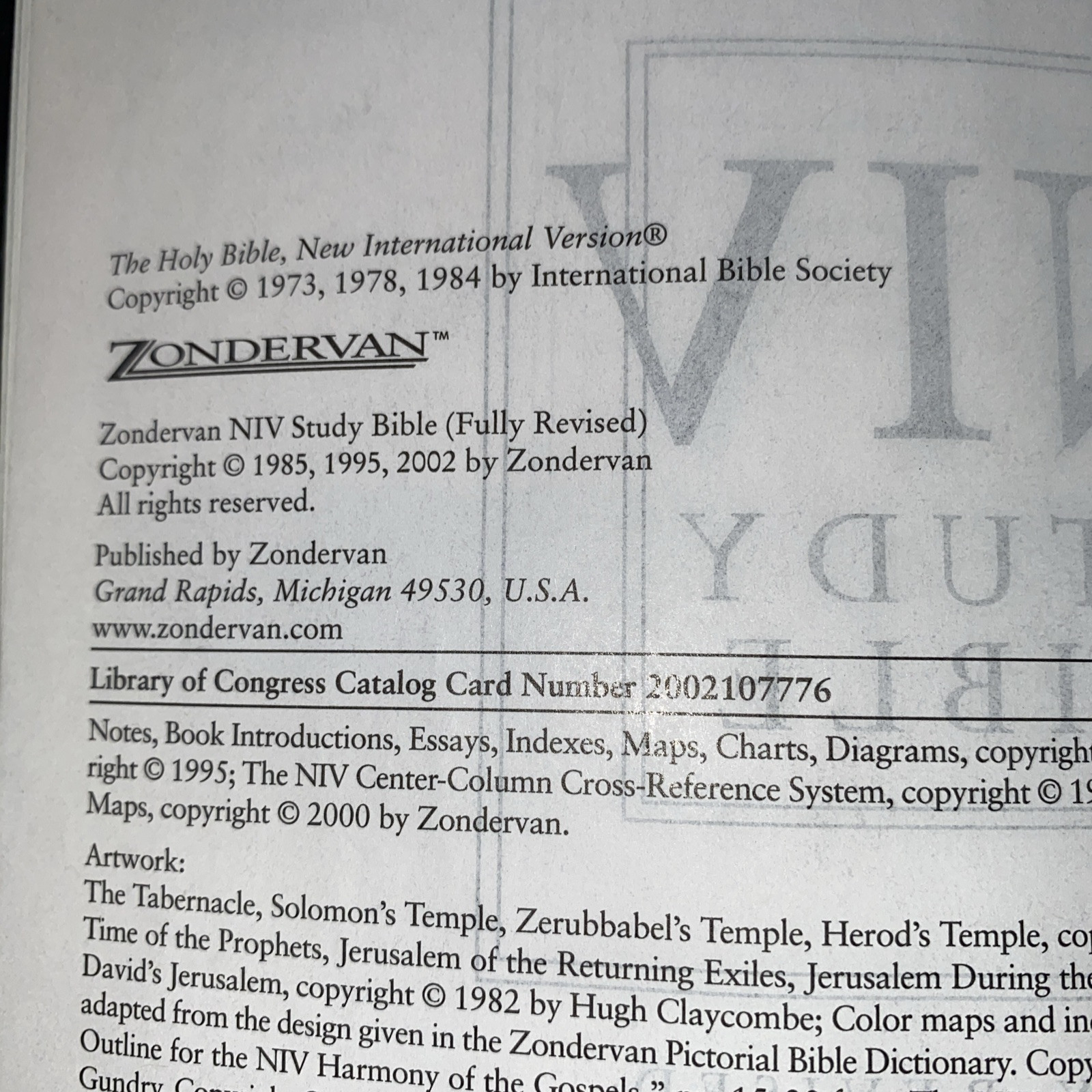Zondervan NIV Study Bible Black Bonded Leather Red Letter- VG