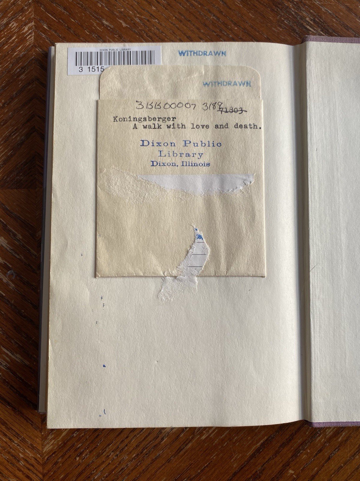 Walk With Love And Death by Hans Koningsberger 1961 Simon and Schuster HC DJ