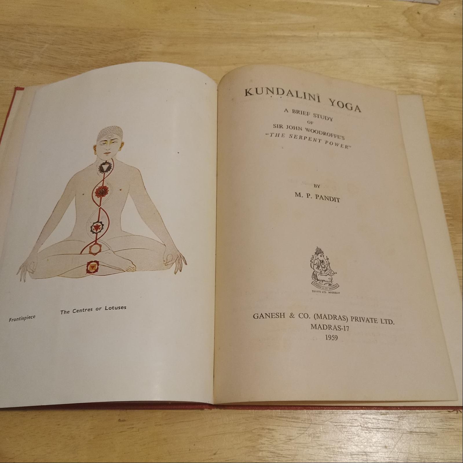 M.P. Pandit Kundalini Yoga 1959 Ganesh & Co. India 8vo HC VG-