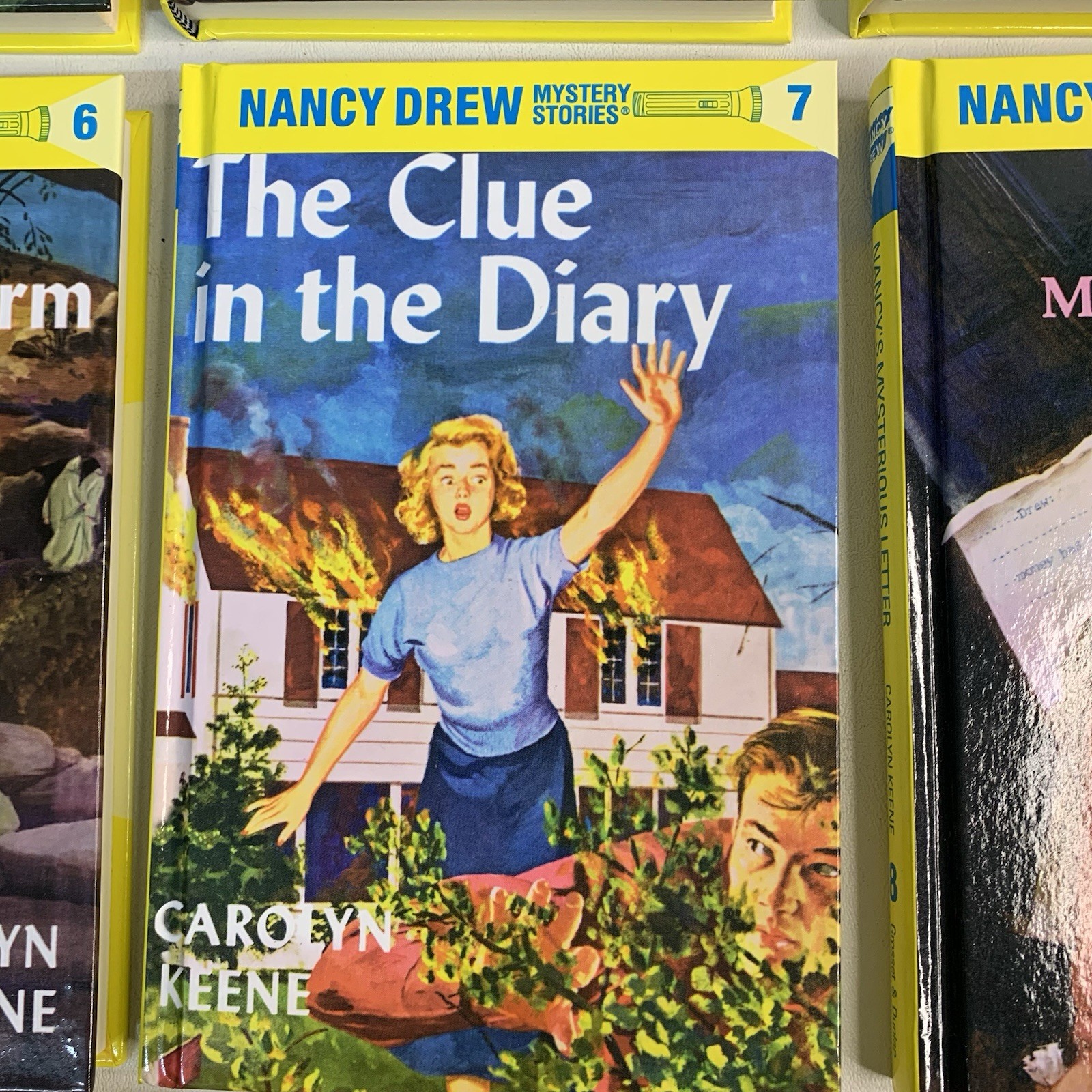 Lot of 13 Nancy Drew Books Flashlight Yellow Spine HC Books 1- 10, 20, 34 & 48