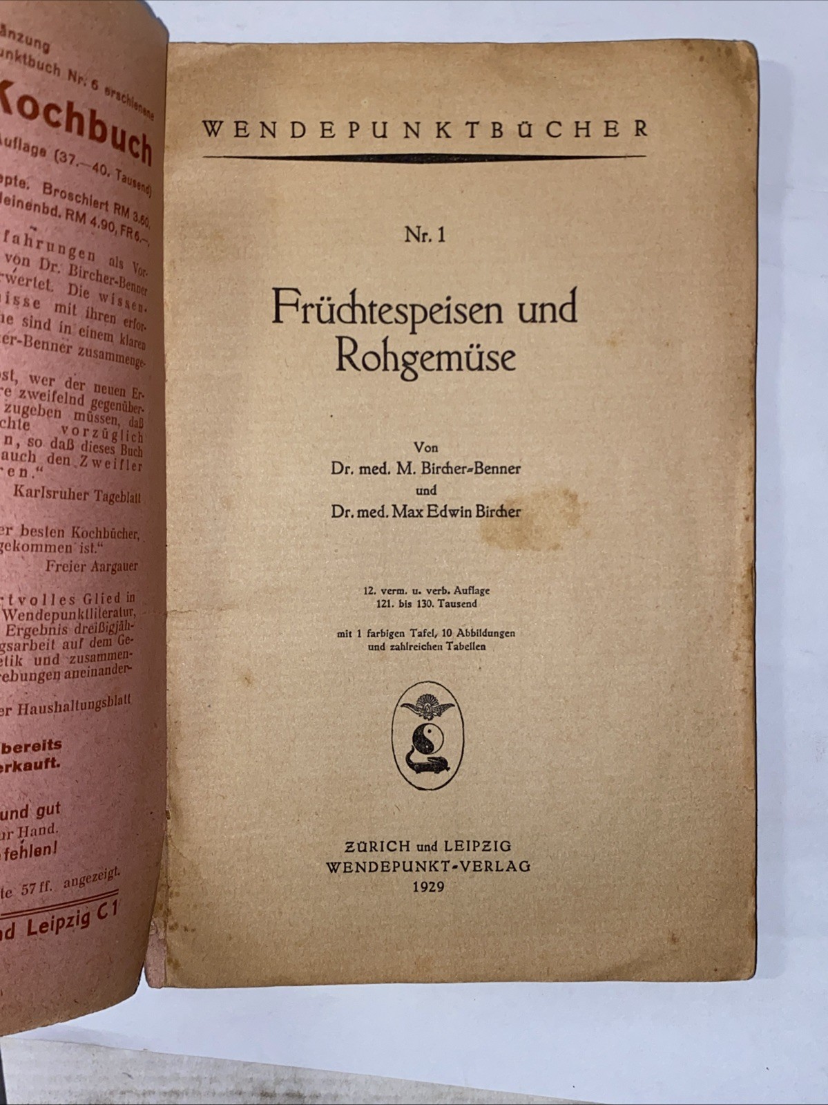 M. Bircher Eating Fruits And Raw Vegetables Früchtespeisen und Rohgemüse German