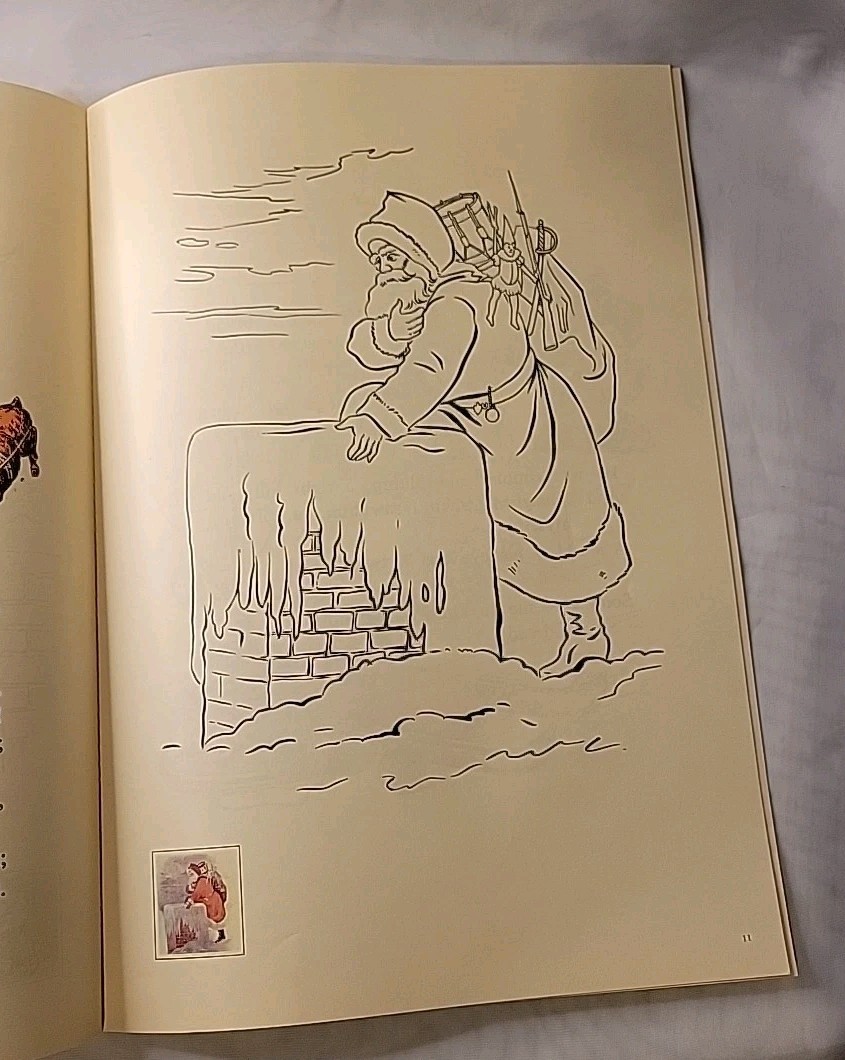 Vintage 1970s The Night Before Christmas Coloring/Story Book 15″ x 10.5″ Unused