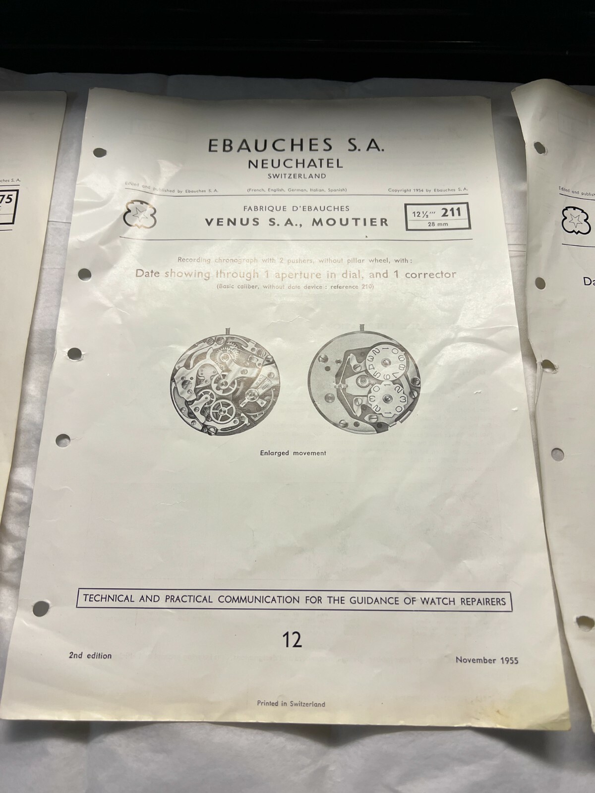 Watch Repair Technical Communication Guides Ebauches S.A ESA Lot of 3 Pamphlets