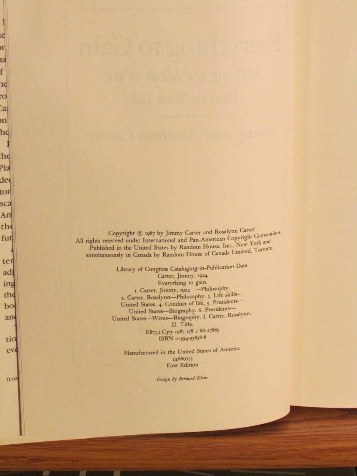 Jimmy & Rosalynn Carter, Everything to Gain, *Signed* 1st/1st F/F 39th President