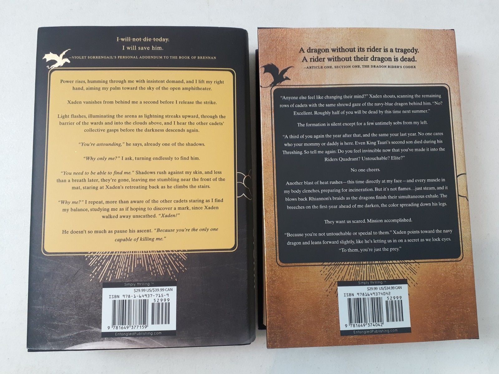 Lot of 2 Rebecca Yarros Hardcover Books Fourth Wing & Onyx Storm Fantasy Dragons