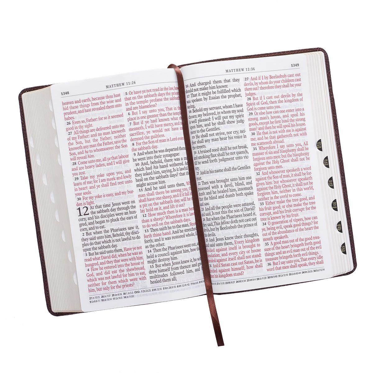 The Holy Bible KJV Giant Print Indexed Jesus Words In Red / Dark Brown