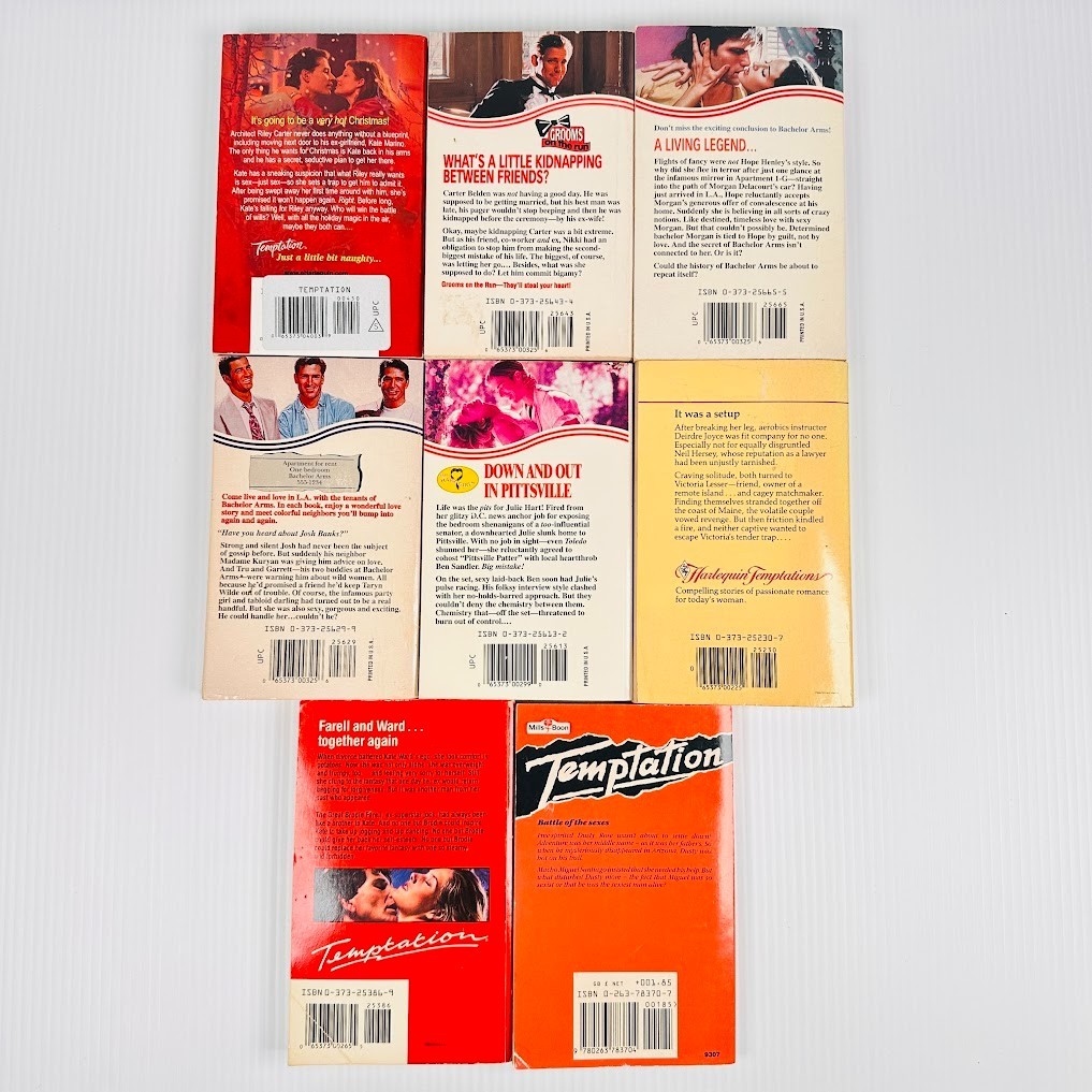8x Harlequin Temptation Romance Paperback Books/Novels – Multiple Titles/Authors