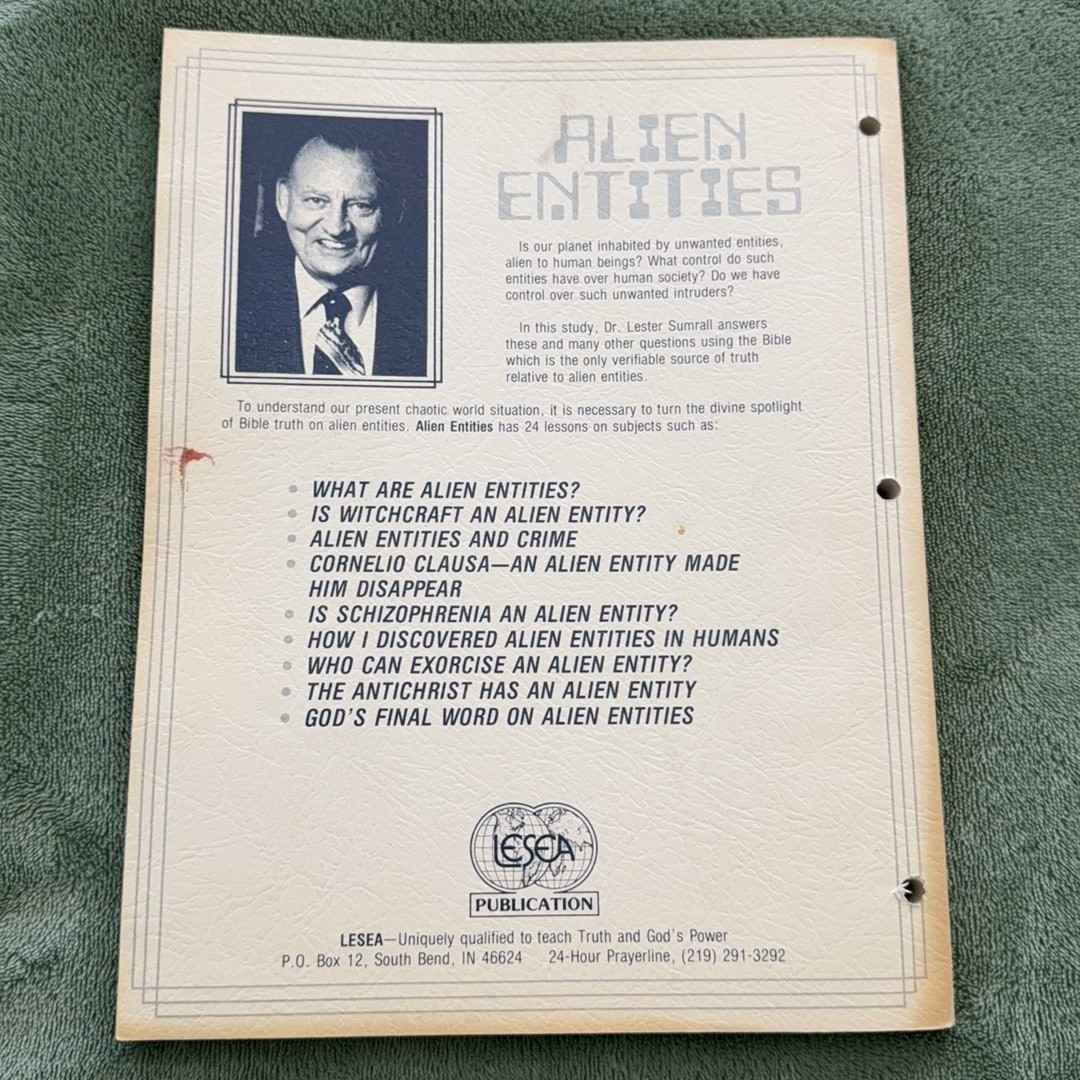 Alien Entities by Dr. Lester Sumrall World Harvest Syllabus 1983 LESEA