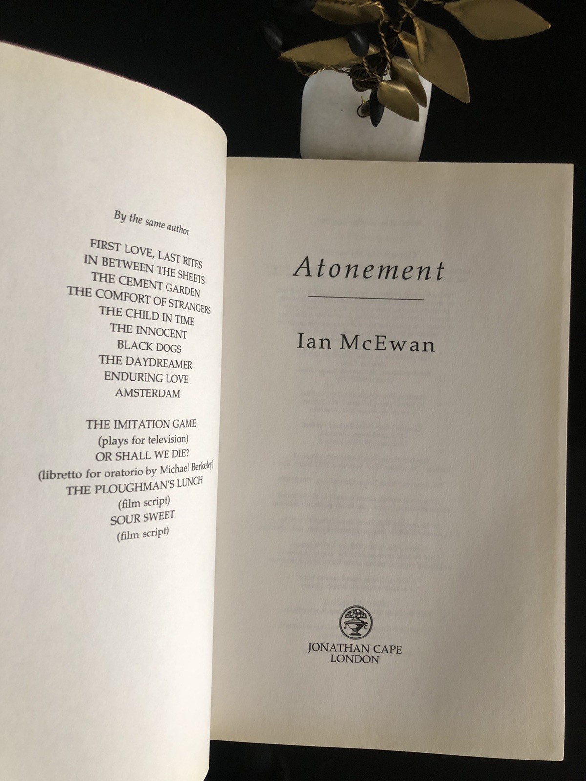 Ian McEwan Atonement Jonathan Cape 2001 First Ed/F.Print H/C D/J Good Condition