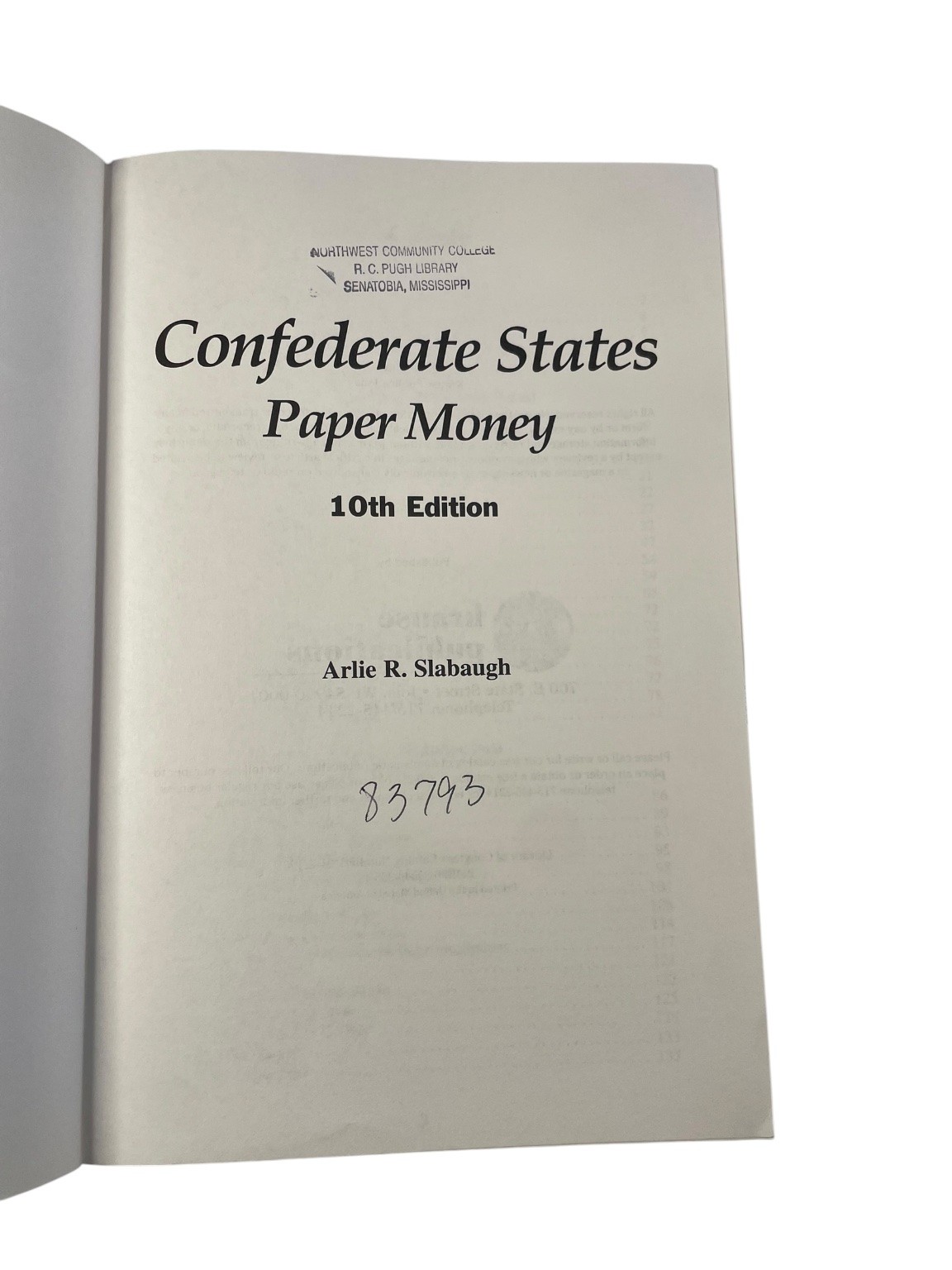 Confederate States Paper Money Arlie R. Slabaugh 2000 10th Ed Krause