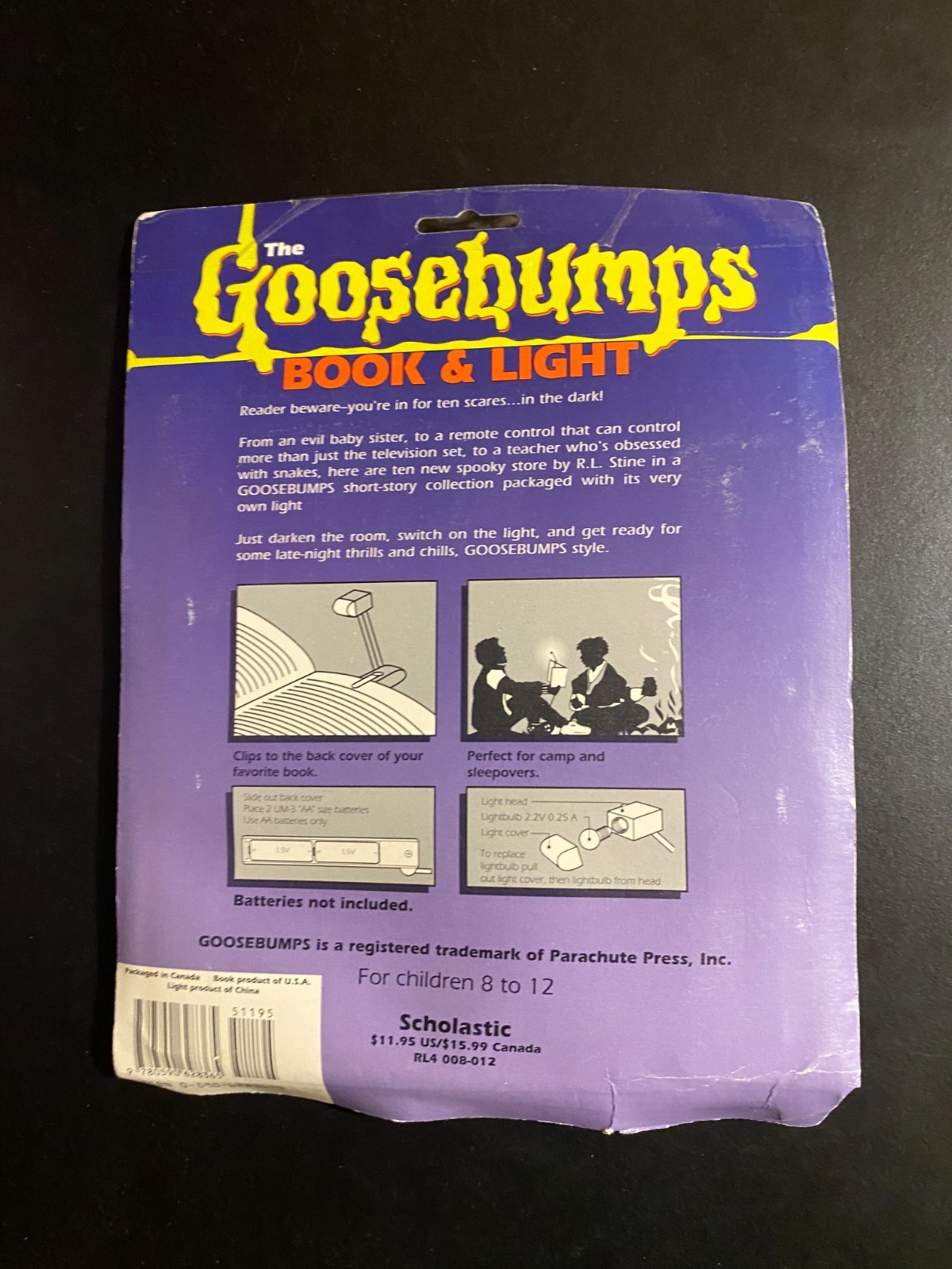 R.L. Stein Book & Light #1 Tales to Give You Goosebumps Vintage 1990s