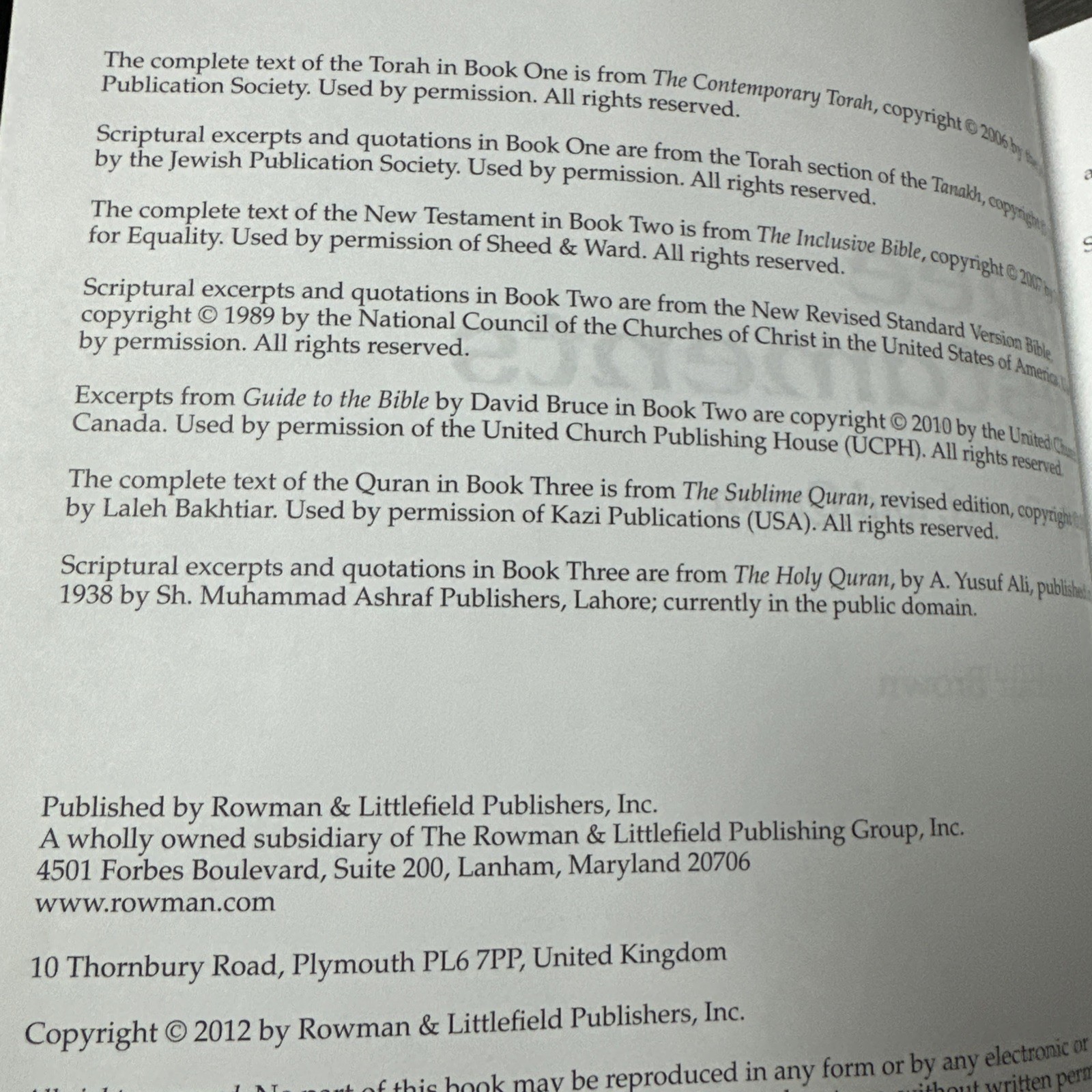 Three Testaments : Torah, Gospel, and Quran Hardcover With Signed Dedication