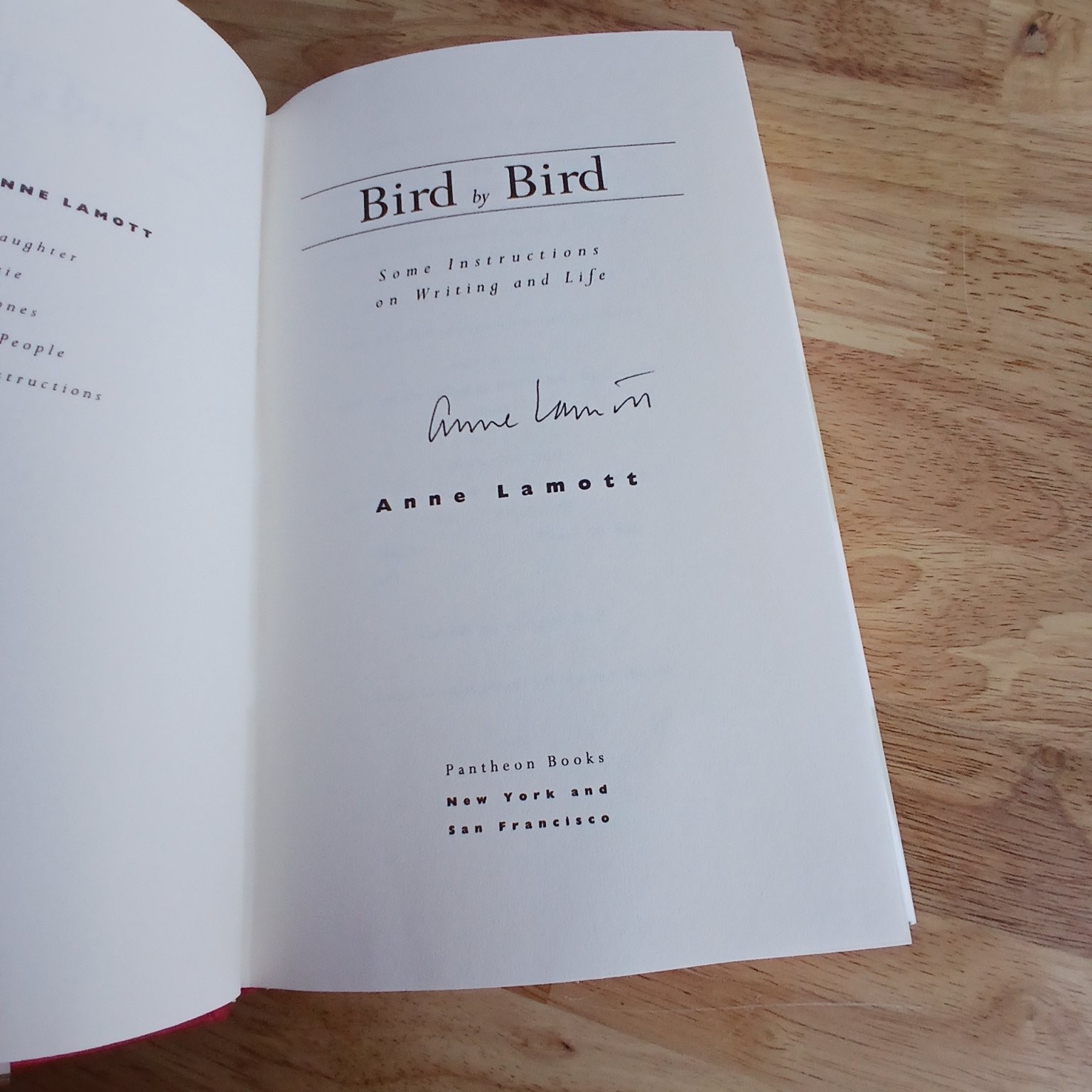 Bird by Bird Anne Lamott 1994 Signed First Edition Writing Guide Pantheon