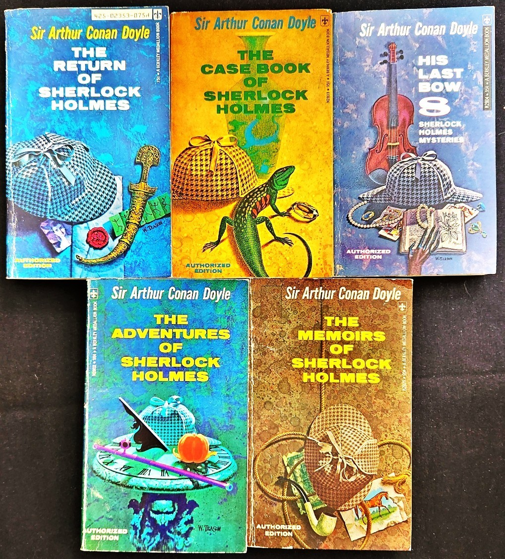 Arthur Conan Doyle~Lot 5 VTG Sherlock Holmes PB~1960’s Berkley Medallion Ed.~VGC