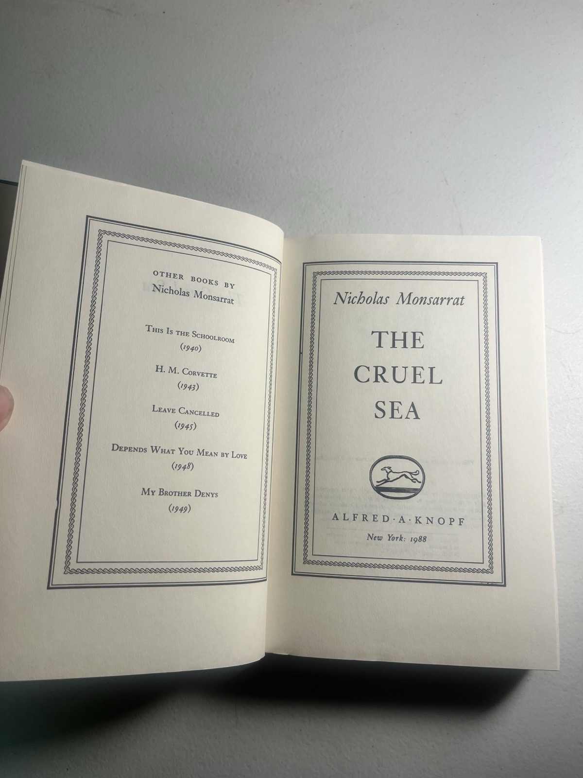 The Cruel Sea Hardcover 1951 Nicholas Monsarrat Dust Jacket WWII Naval Knopf