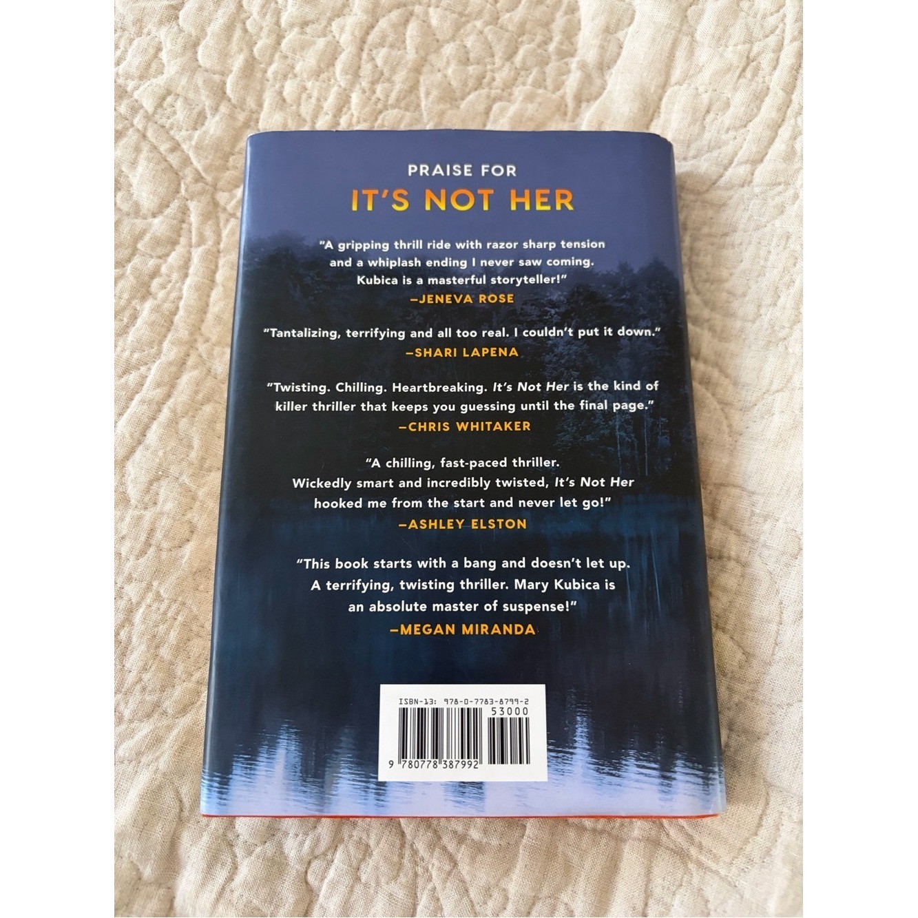 It’s Not Her by Mary Kubica Twisty Thriller Hardcover Book