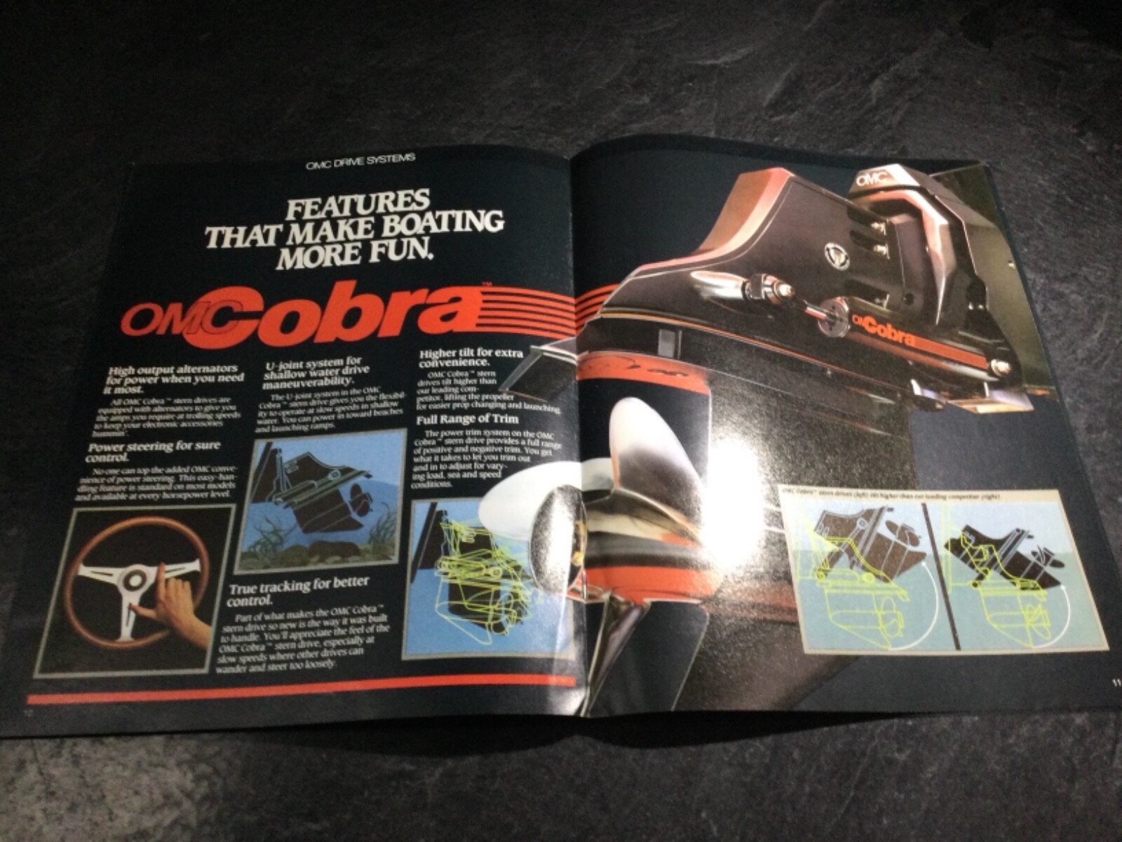 1985 OMC Cobra Stern drive Brochure Catalog 2.5L 3.0L 4.3L 5.0L 5.7L V8 4 cyl V6