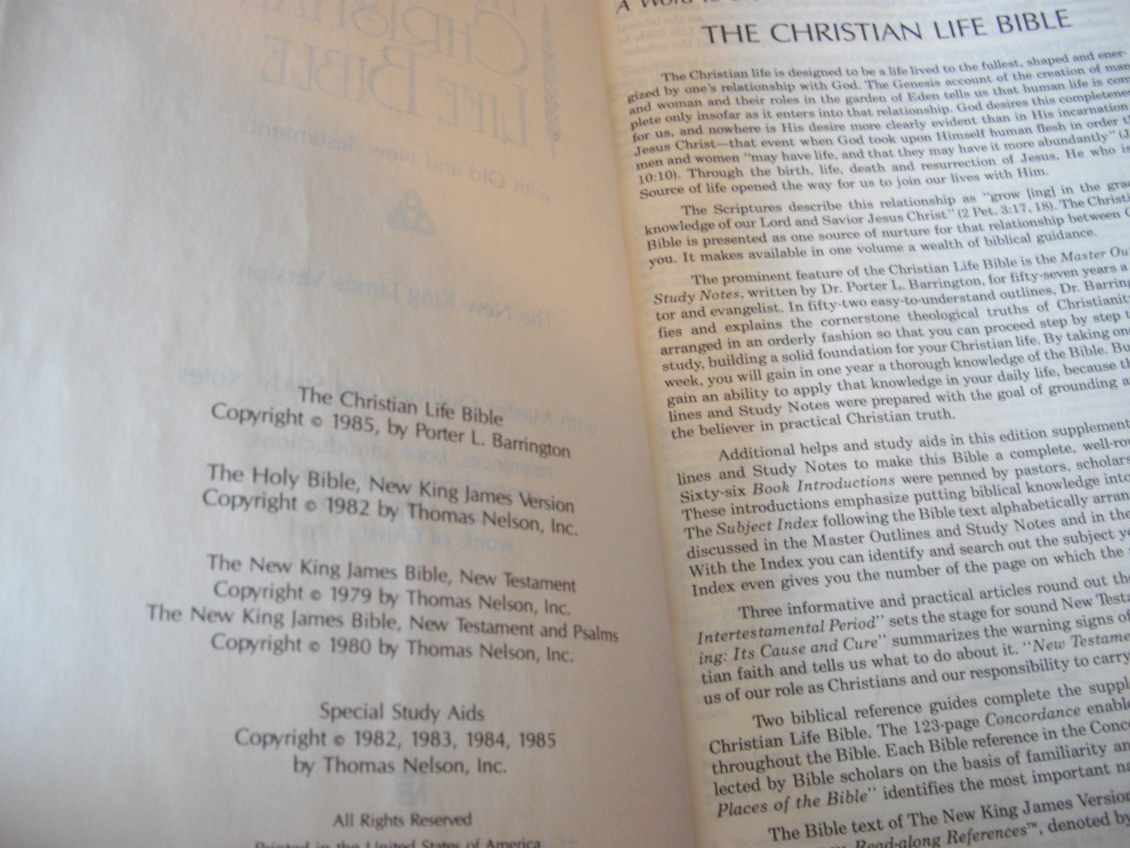 1985 Thomas Nelson Burgundy Genuine Leather NKJV Christian Life Bible Tag: Study