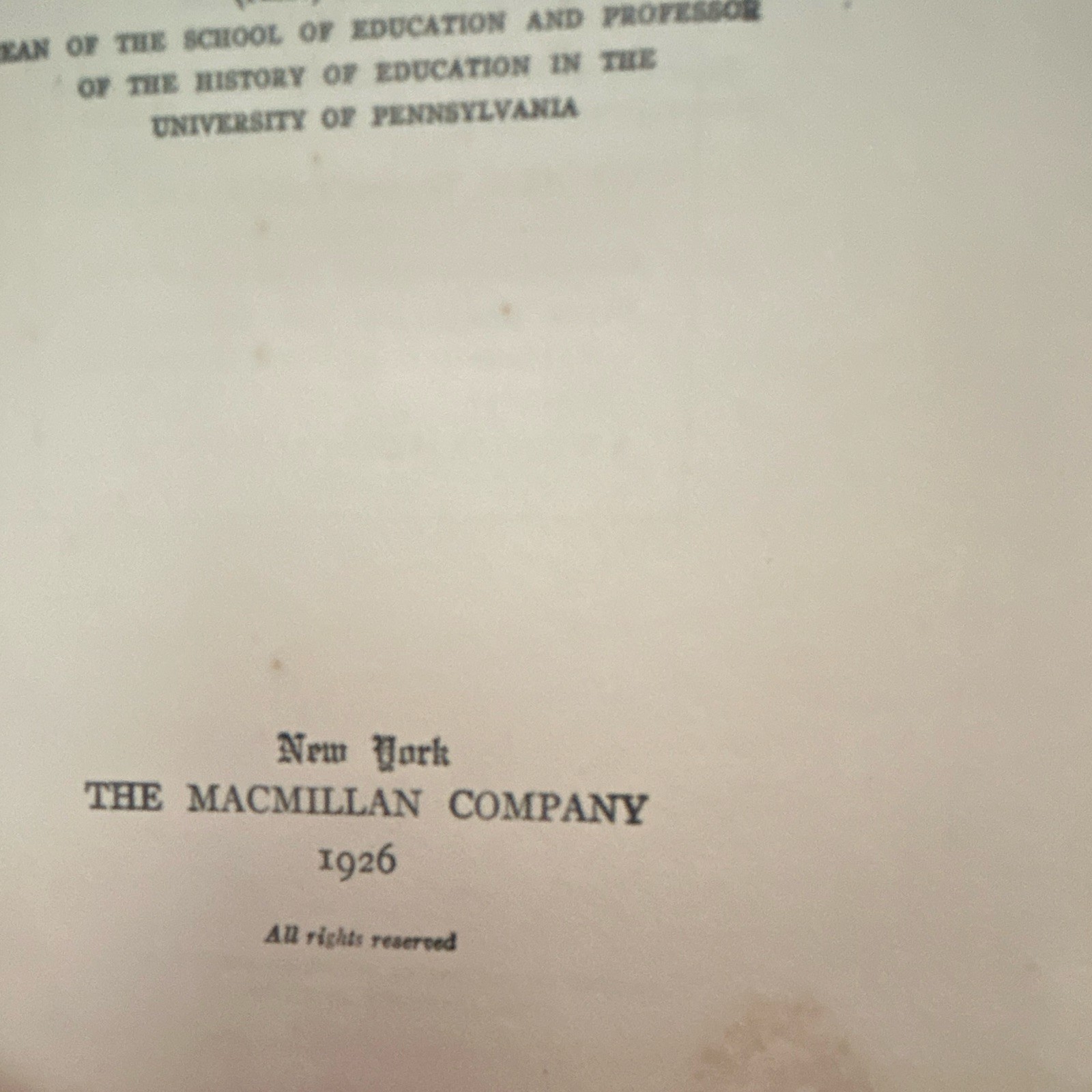 Antique Book „A Student’s History of Education“ 1926 HC Inscribed