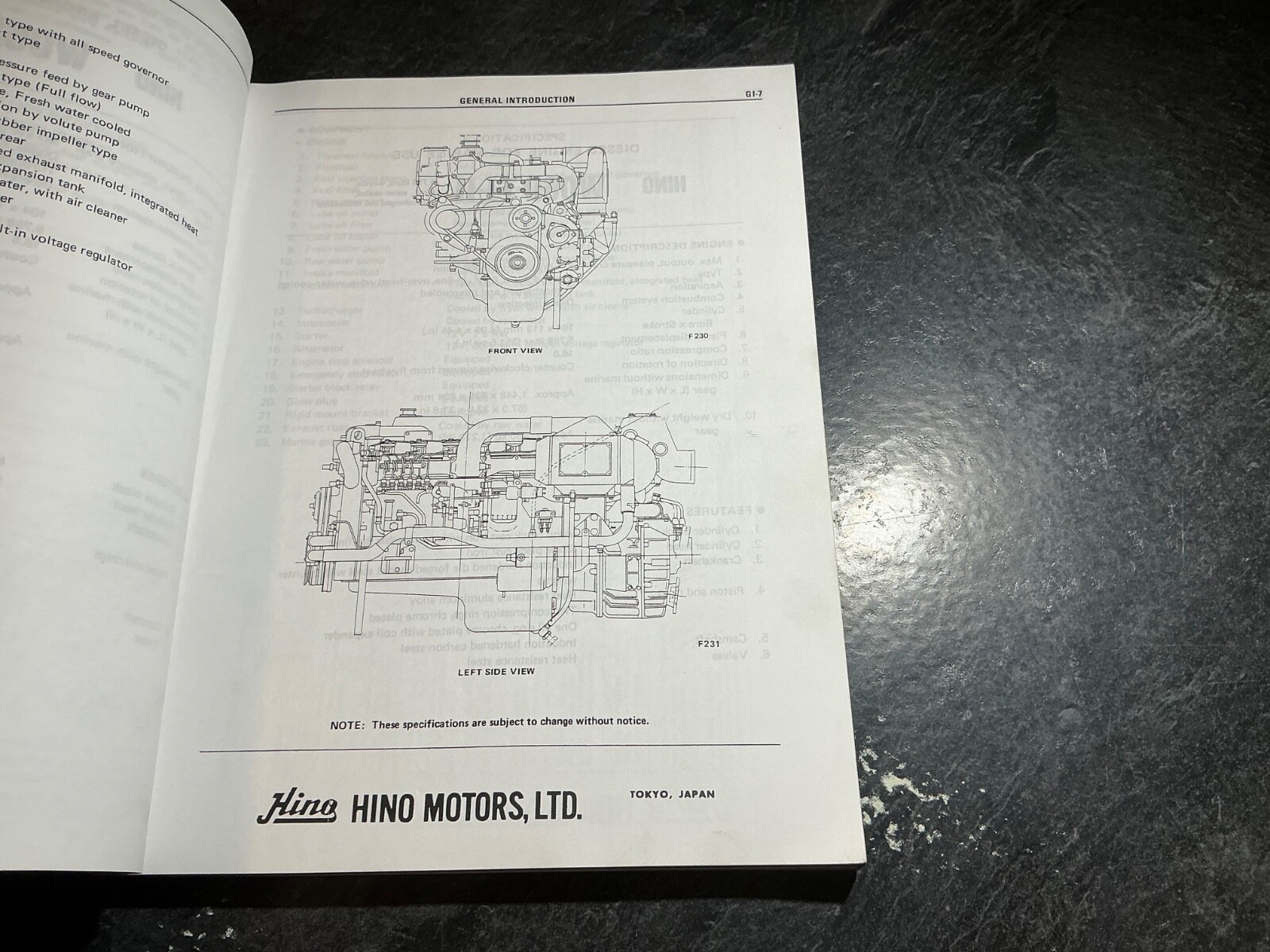 Hino W06D-TI & W06D-TI-II Marine Diesel Engine Service Manual 5.7L 6 Cylinder