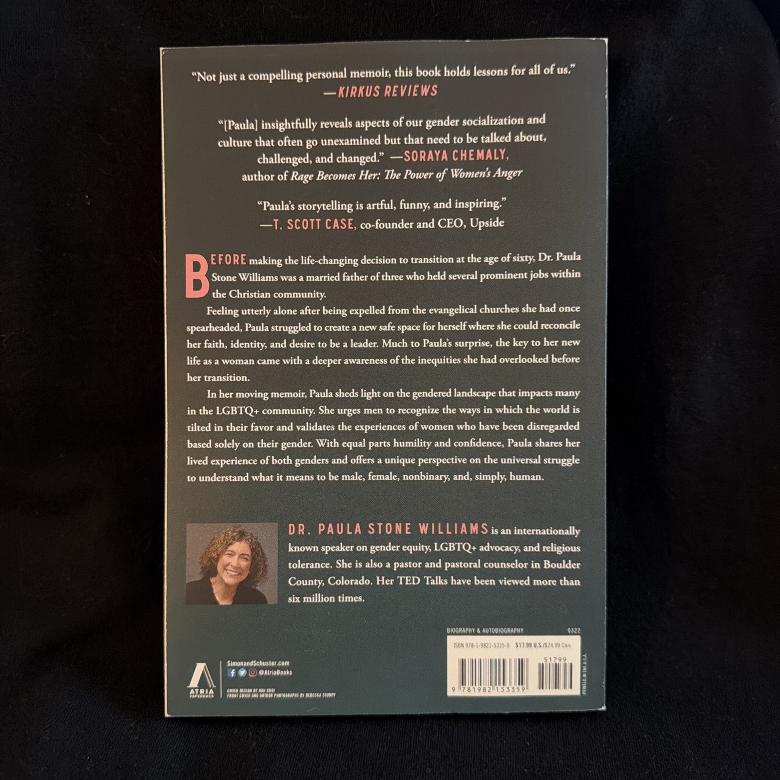 As a Woman Paula Stone Williams 2022 First Atria Paperback Memoir Signed