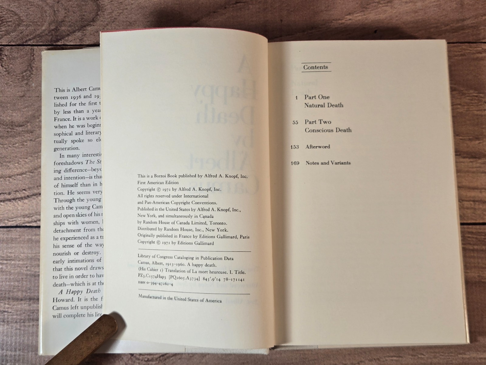 A HAPPY DEATH By Albert Camus & Richard Howard – Hardcover First Edition HC/DJ