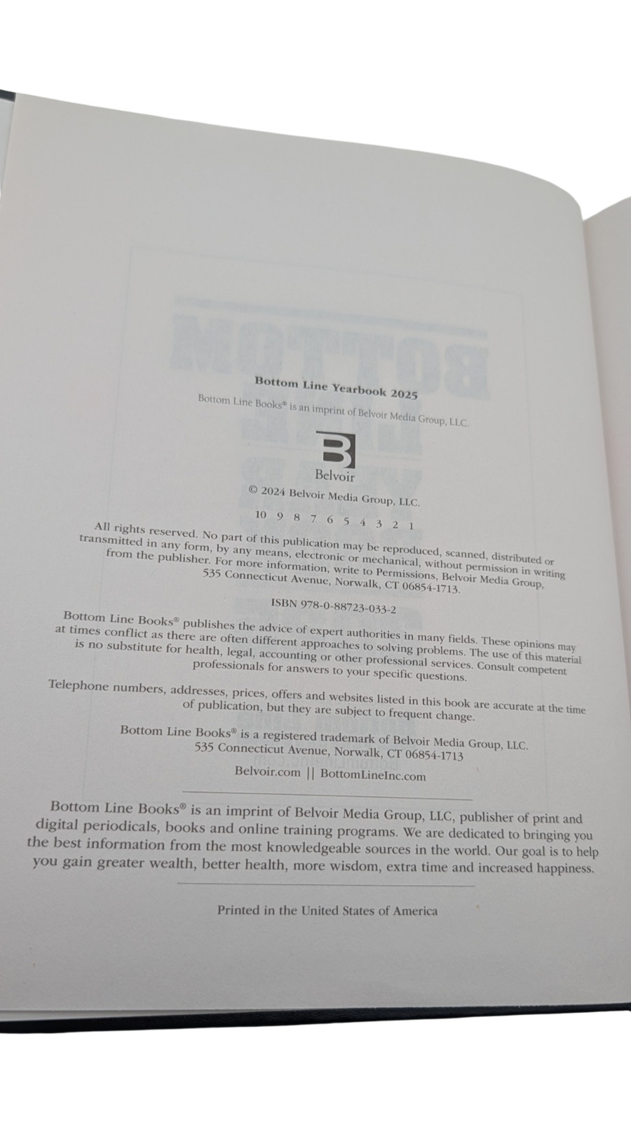Bottom Line Year Book 2025 2026 Lot of 2 Hardcover Books Belvoir Media