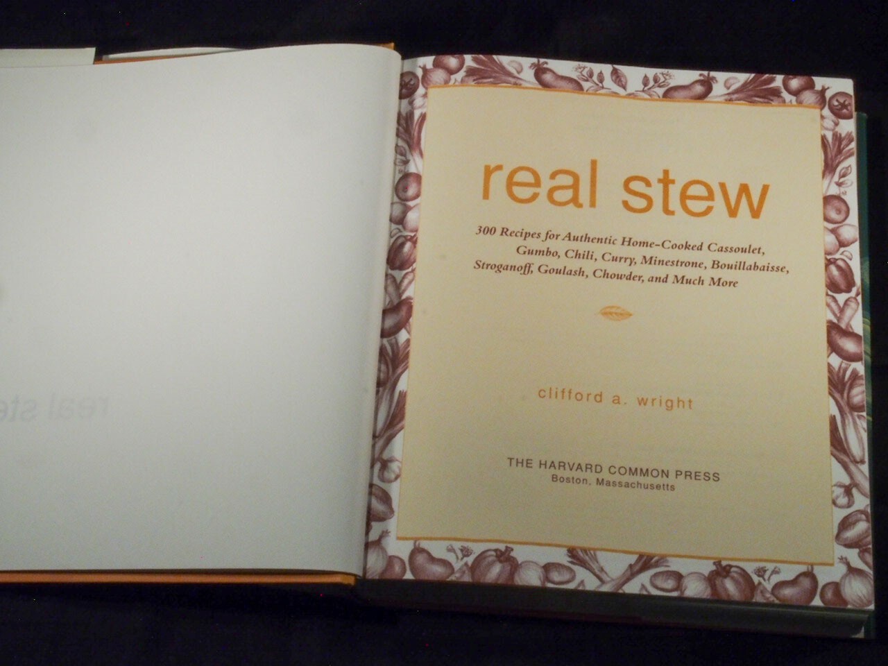 2002 Real Stew Clifford Wright Harvard Common Press hardcover dust jacket