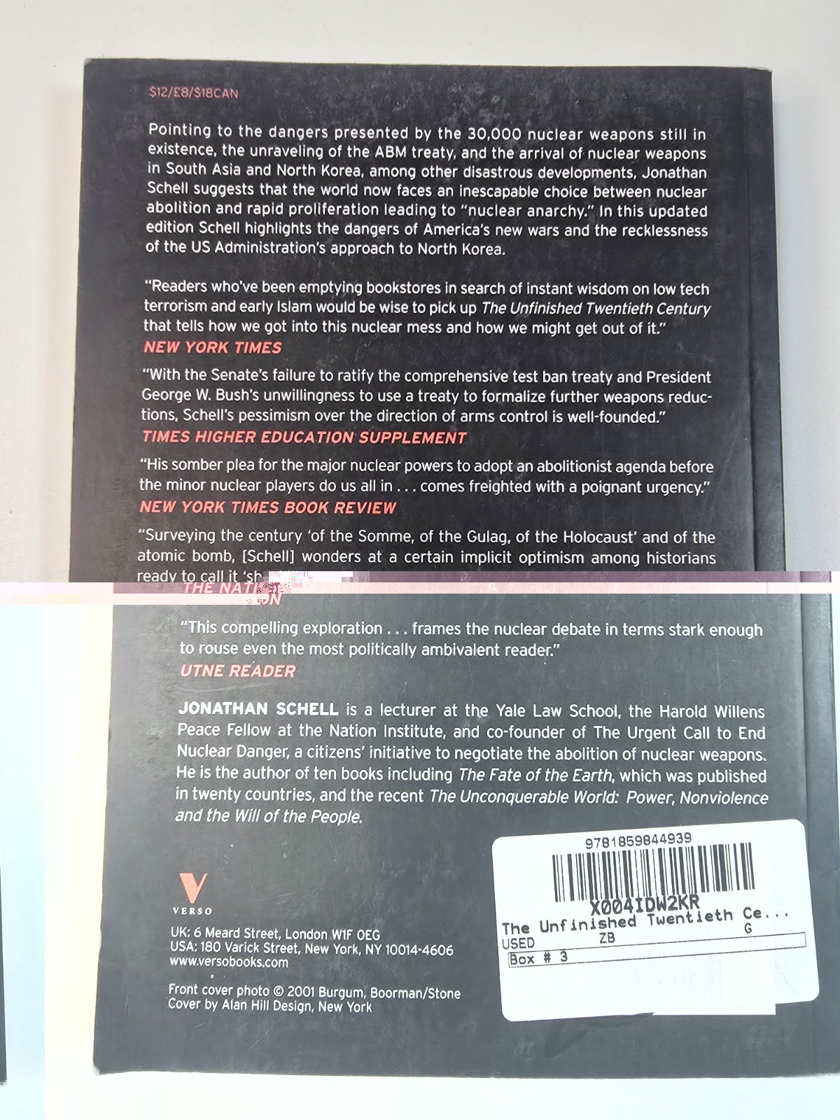 The Unfinished Twentieth Century by Jonathan Schell (2001 Hardcover) -…