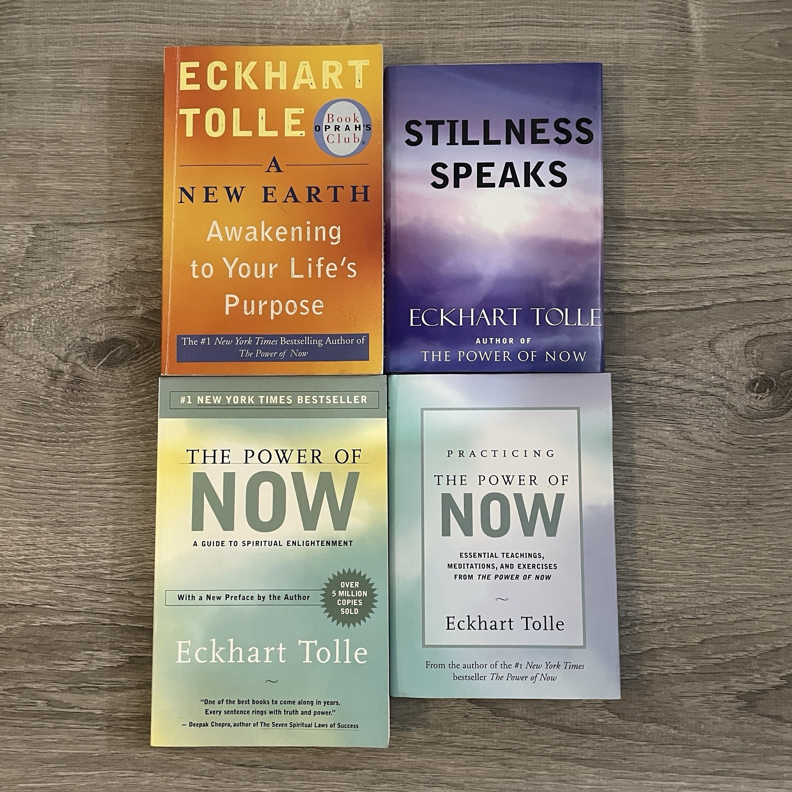 Eckhart Tolle 4 Book Lot New Earth & Practicing Power Of Now Stillness Speaks