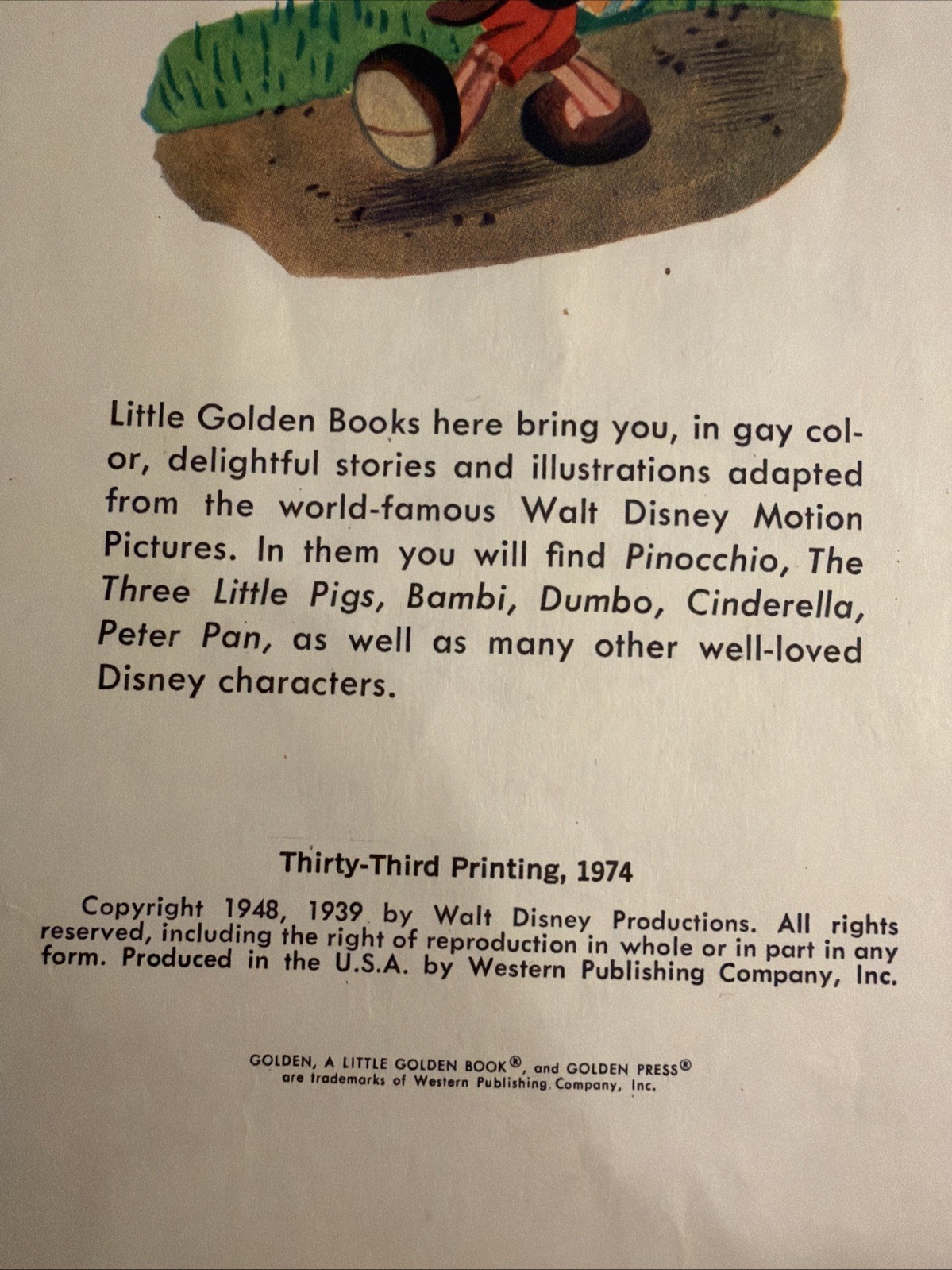 Vintage A Little Golden Book Disney’s Pinocchio 1974 .39 D100 #5929