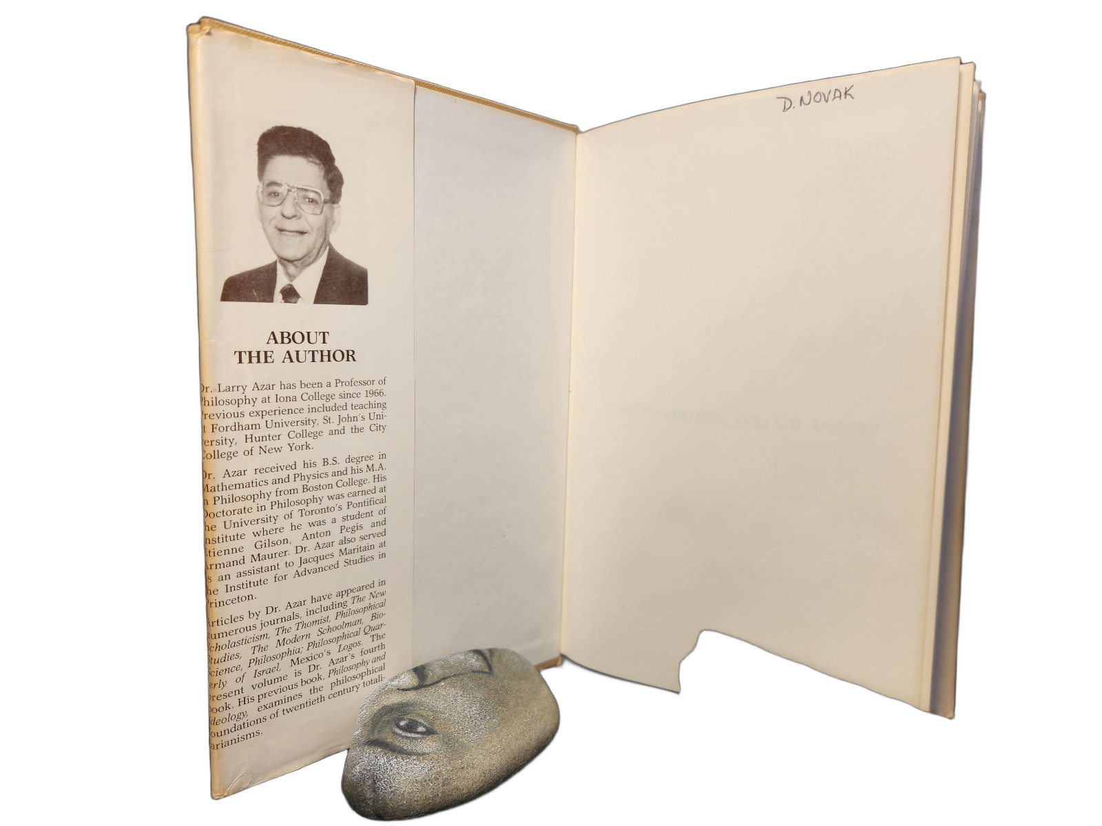 1st, 1st Review Copy / Man: Computer, Ape or Angel? / Larry Azar / 1989 HC DJ