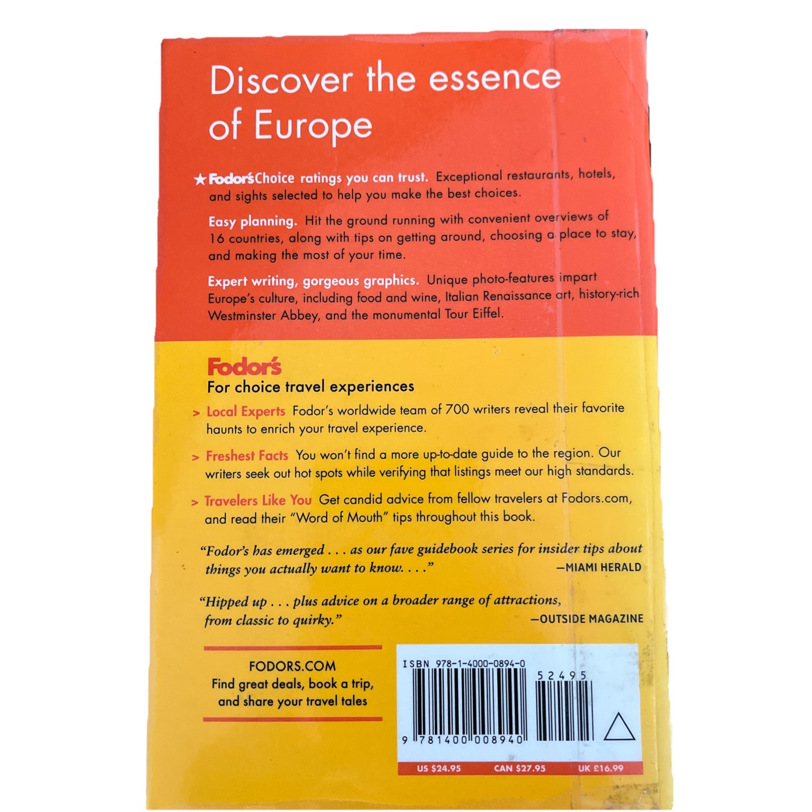 Fodors Essential Europe, 1st Edition: The Best of 16 Exceptional Co – VERY GOOD