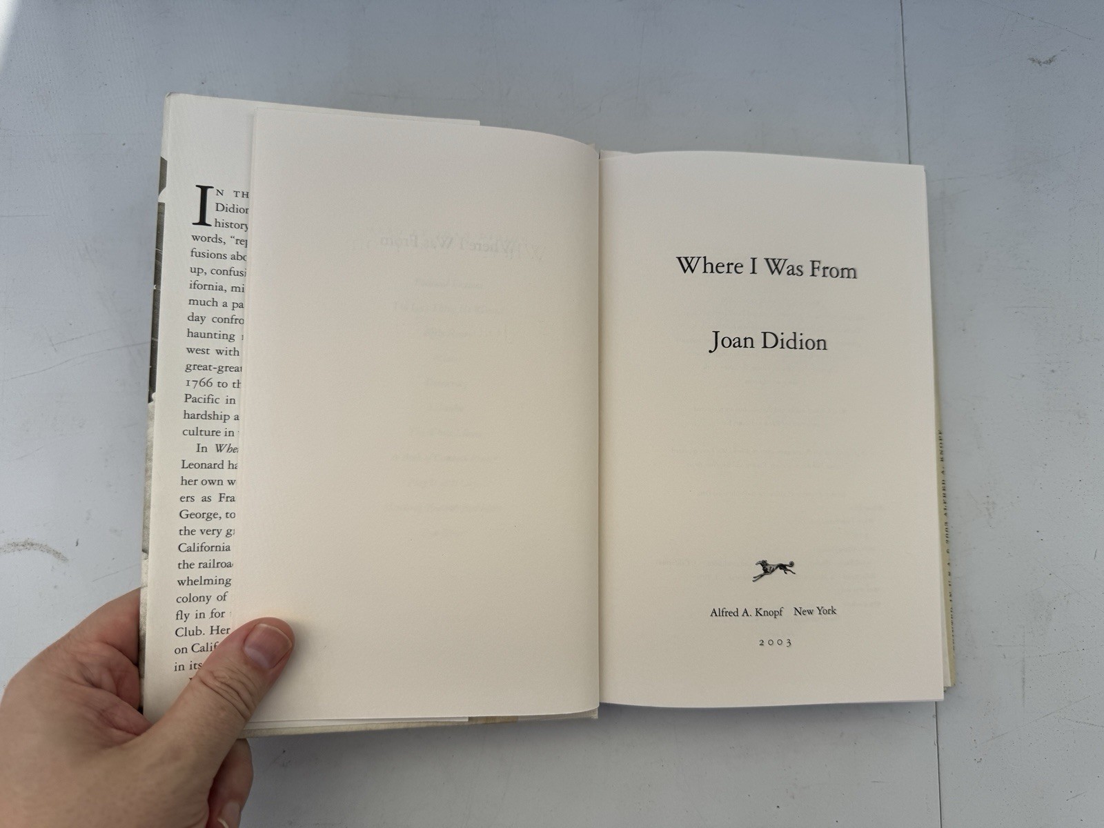 Joan Didion Where I Was From 2003 First Edition HC/DJ