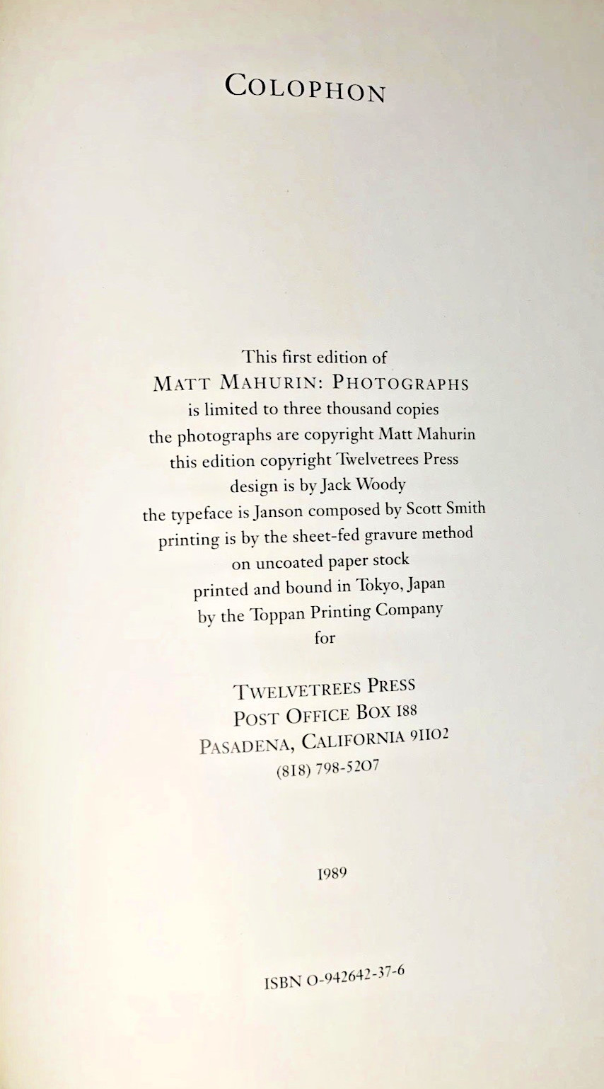 Matt Mahurin SIGNED 1989 Photography 1st Ed Dark Surrealism Nirvana Twelvetrees