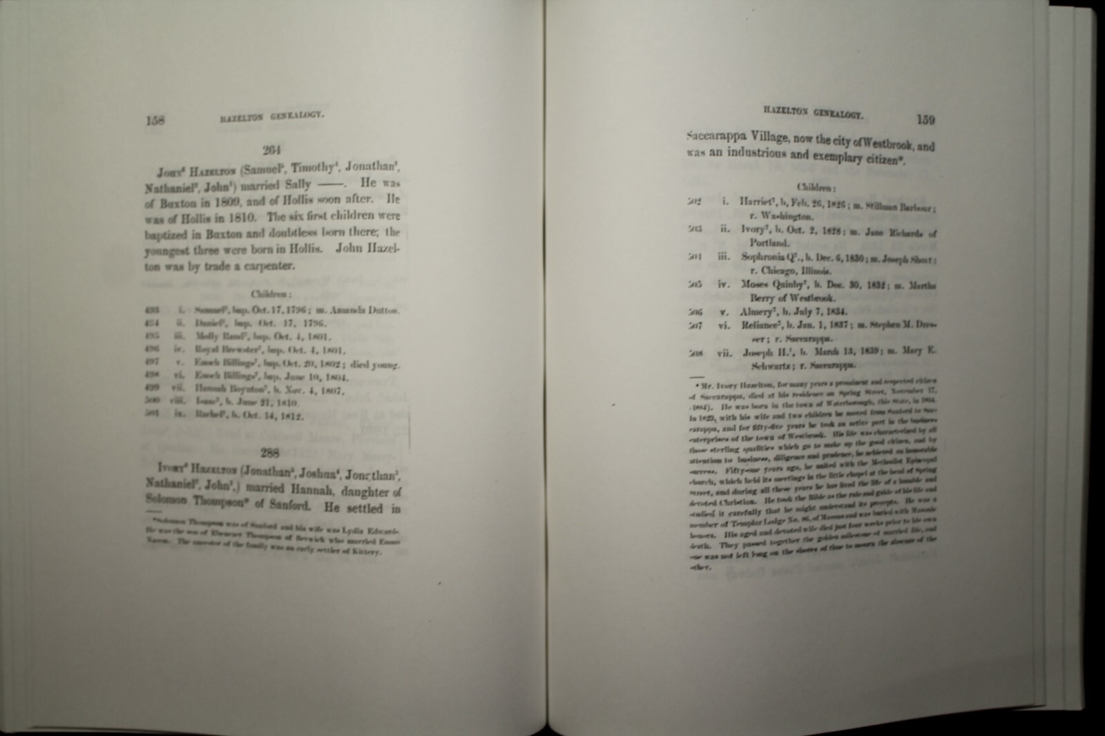 Genealogy book Genealogical Sketches of Robert and John Hazelton descendants
