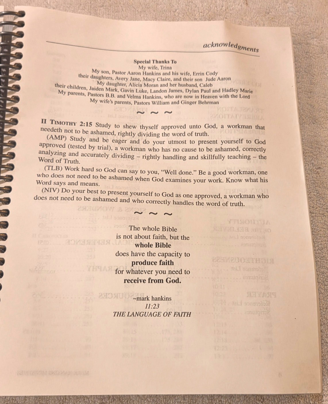 Spirit-Filled Scripture Study Guide Mark Hankins Spiral Bible Study Book 4th ED.