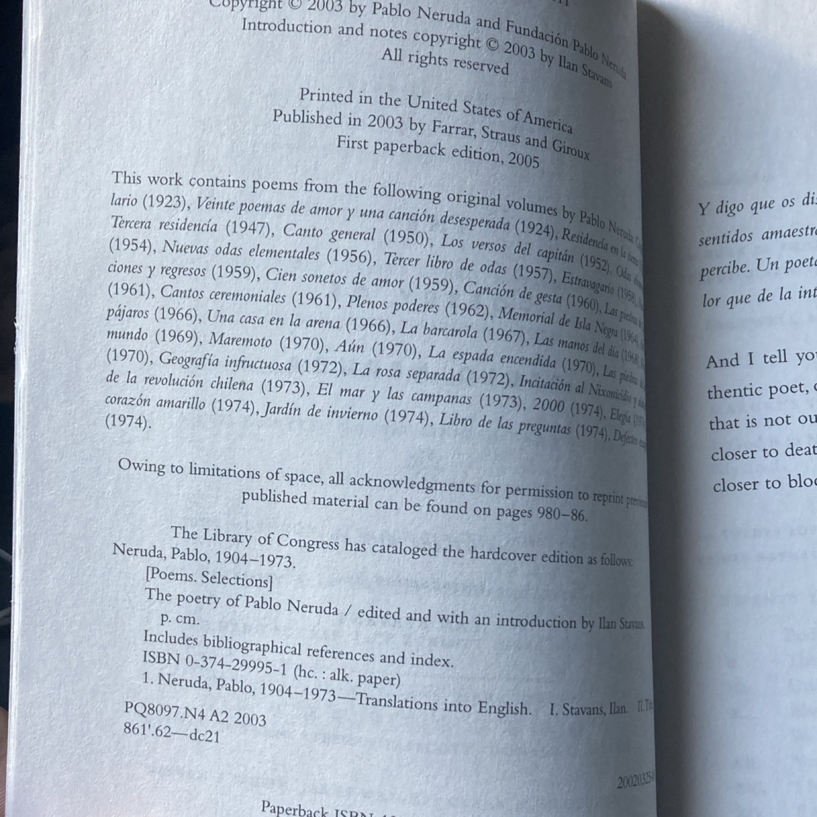 Farrar, Straus & Giroux – The Poetry of Pablo Neruda – Trade Paperback 2005