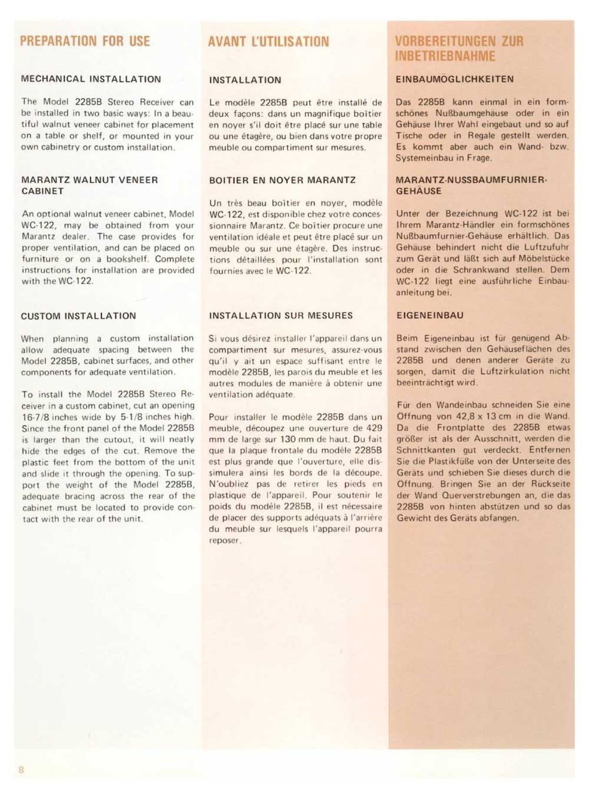 MARANTZ 2285B Receiver Instruction Manual – ROBUST WIRE BOUND – DURABLE COVERS