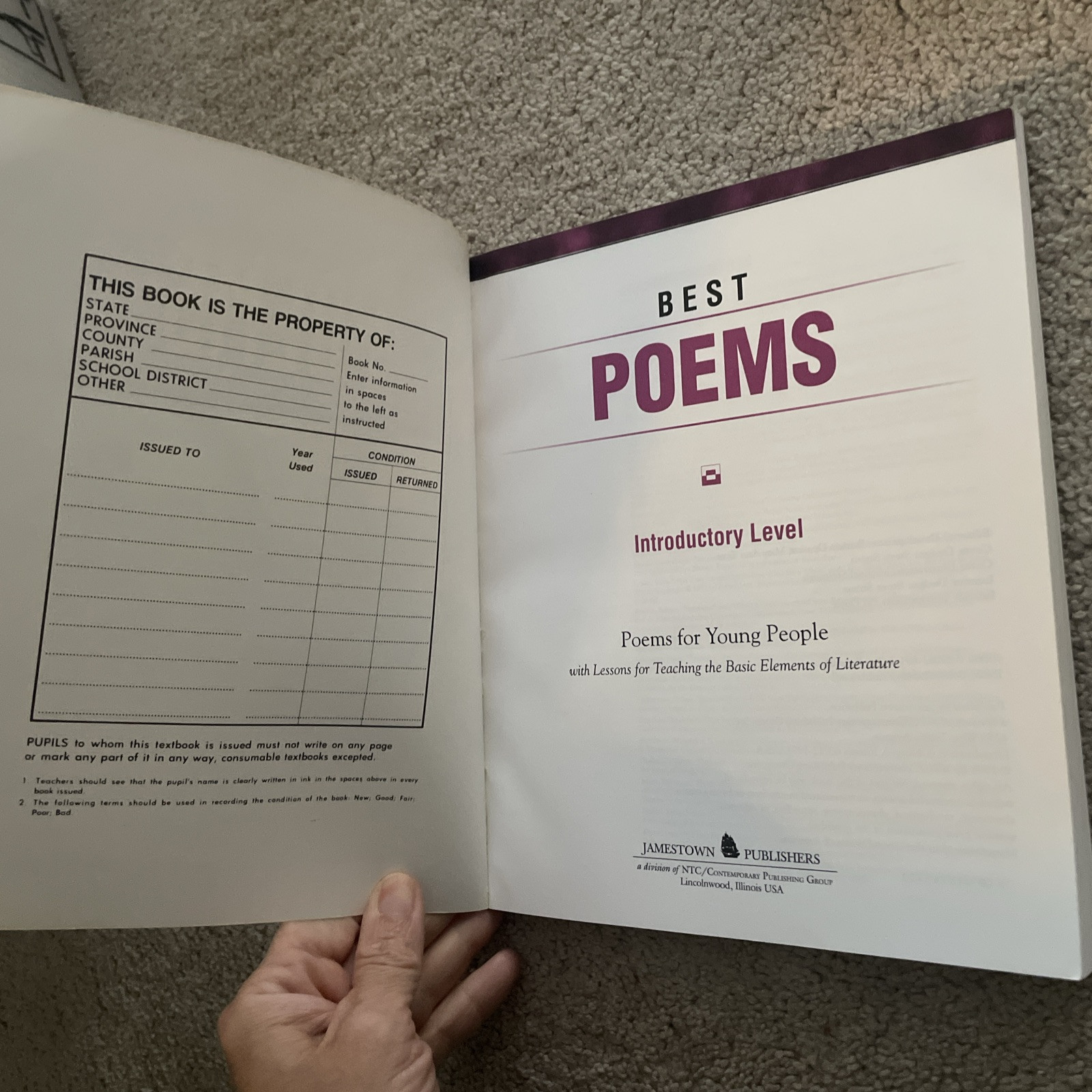 BEST POEMS: INTRODUCTORY By Mcgraw-hill Education *Excellent Condition*